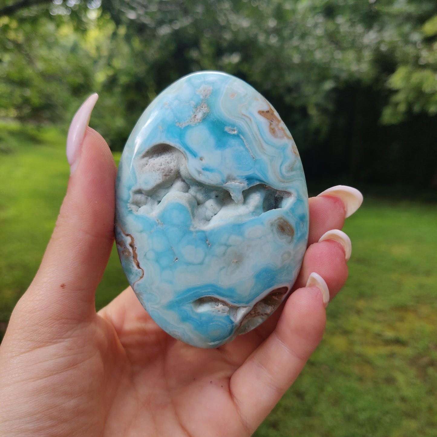Blue Aragonite Palm Stone (#15) - Simply Affinity