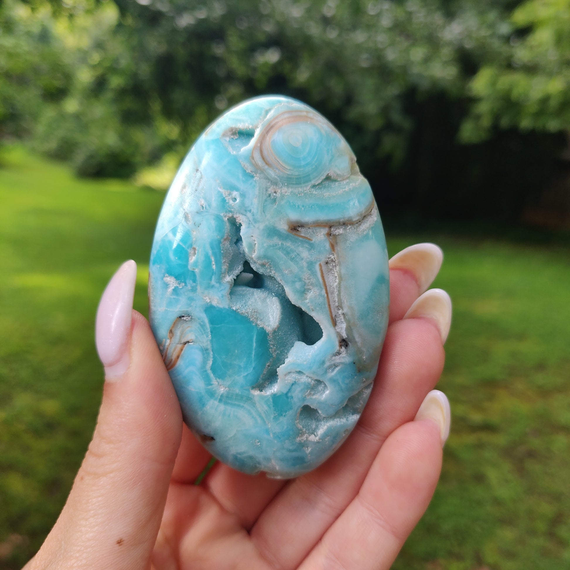 Blue Aragonite Palm Stone (#16) - Simply Affinity