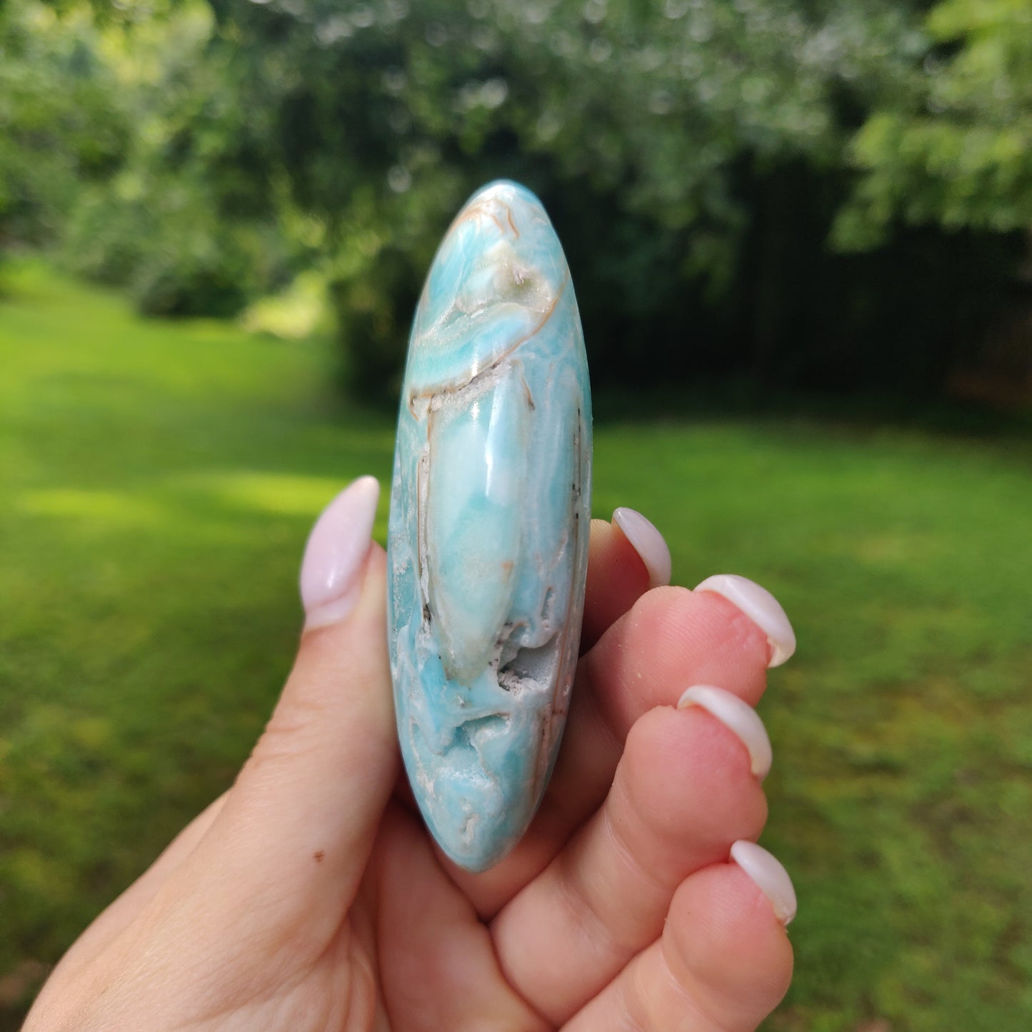 Blue Aragonite Palm Stone (#16) - Simply Affinity