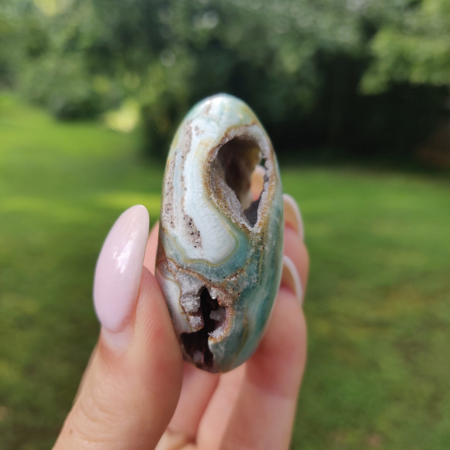 Blue Aragonite Palm Stone (#17) - Simply Affinity