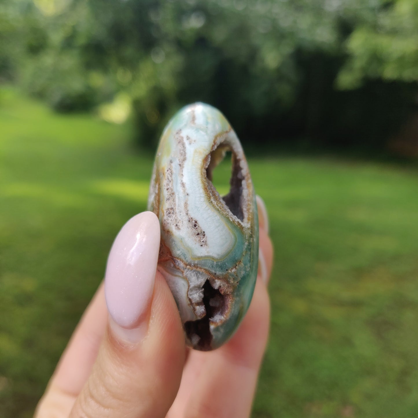 Blue Aragonite Palm Stone (#17) - Simply Affinity