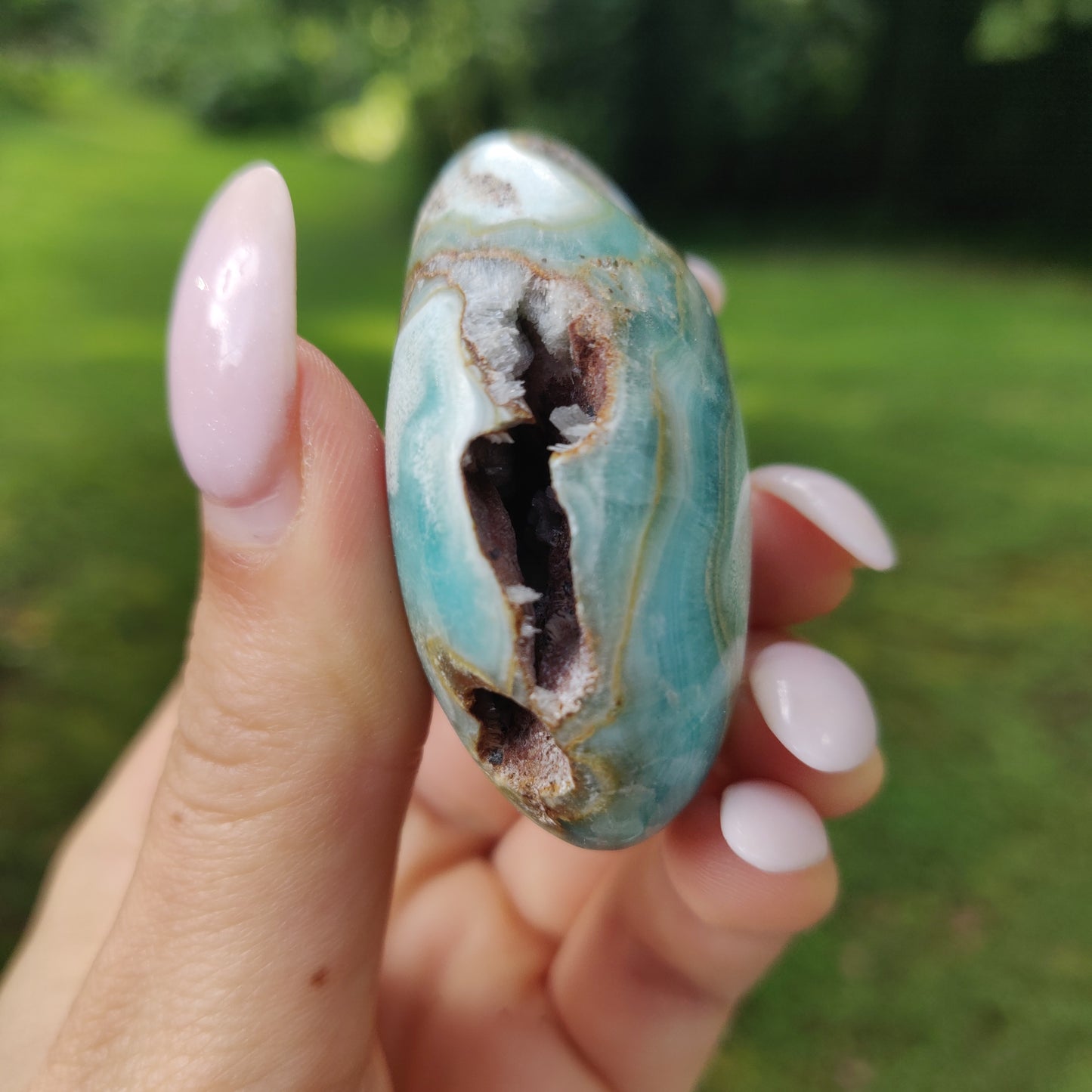 Blue Aragonite Palm Stone (#17) - Simply Affinity