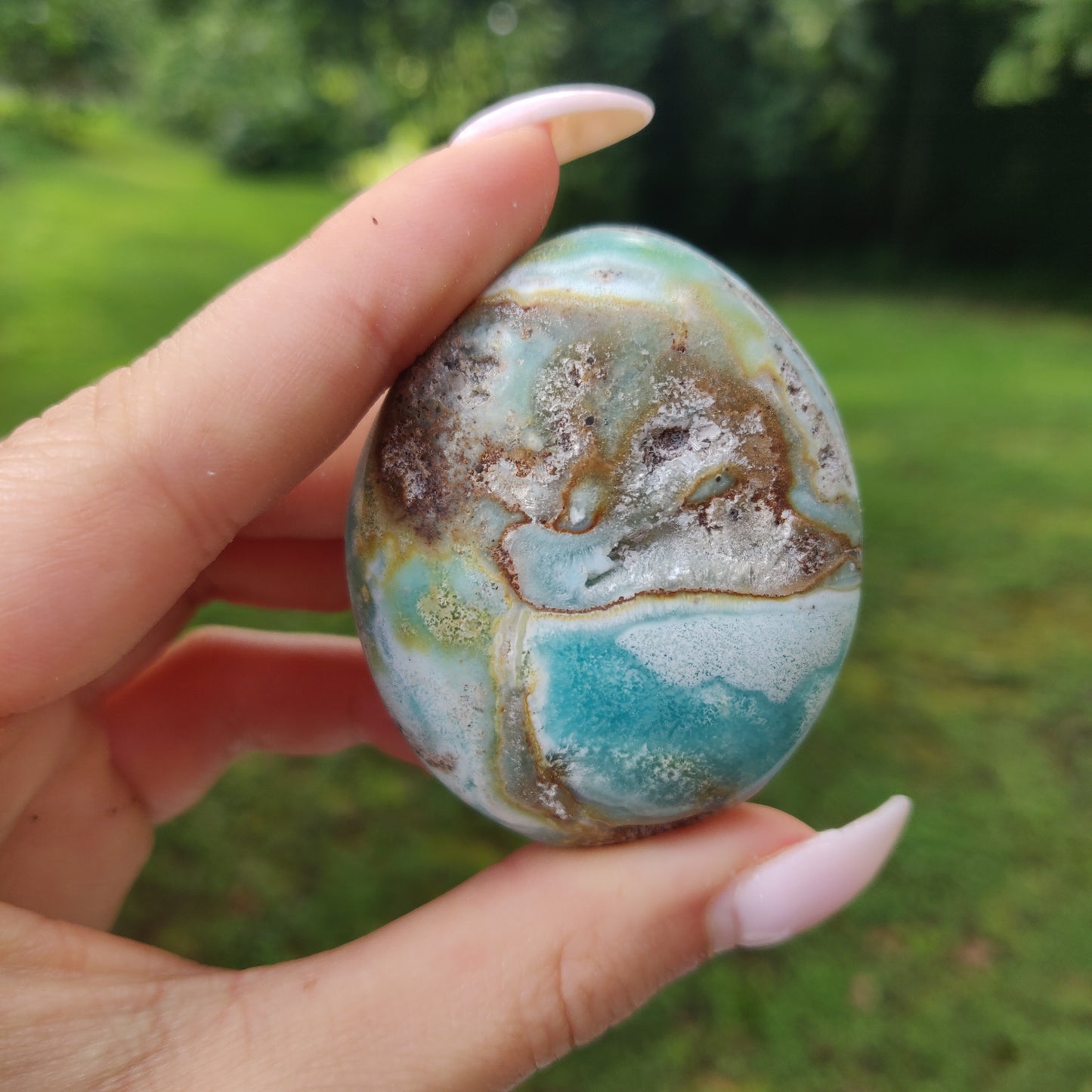 Blue Aragonite Palm Stone (#17) - Simply Affinity