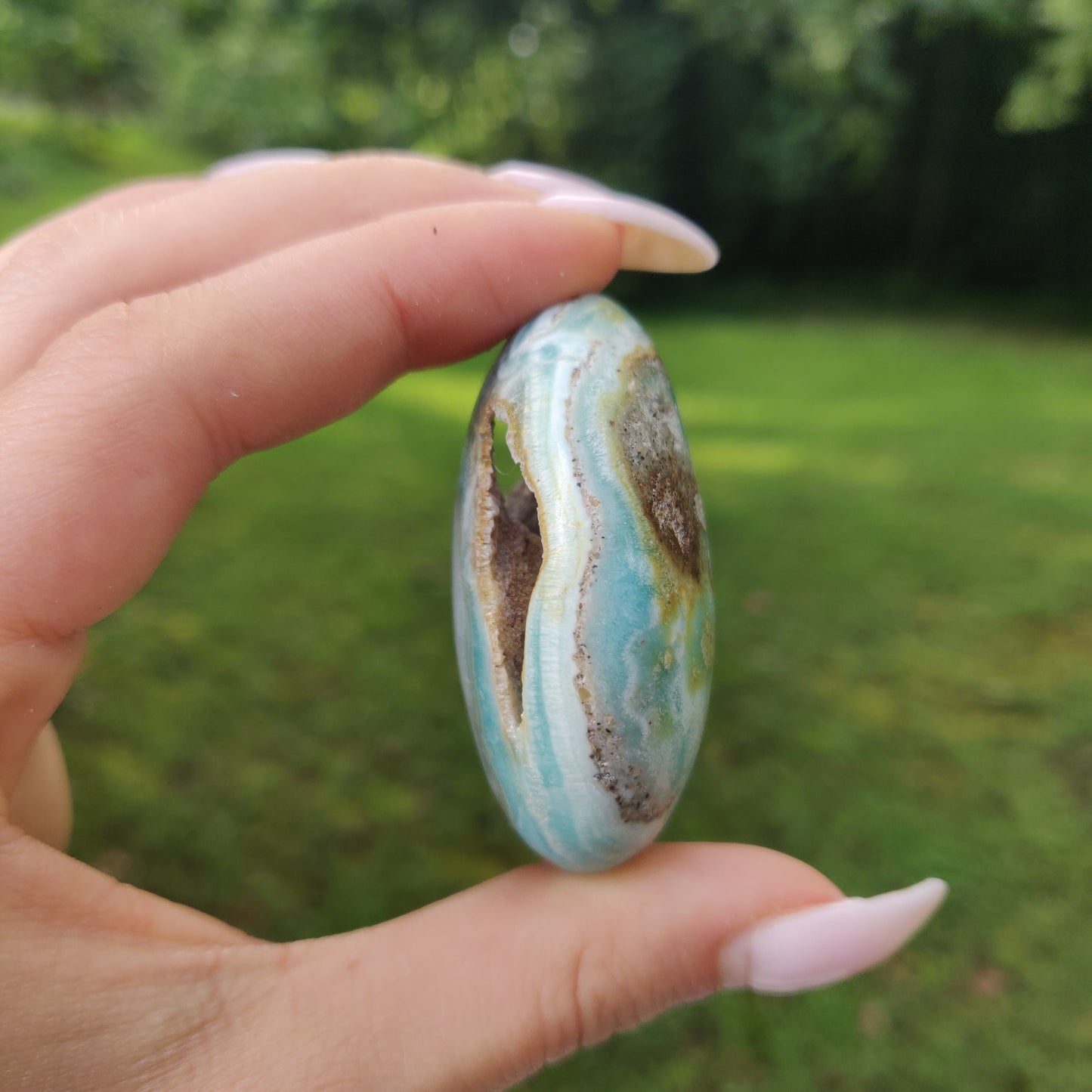 Blue Aragonite Palm Stone (#17) - Simply Affinity