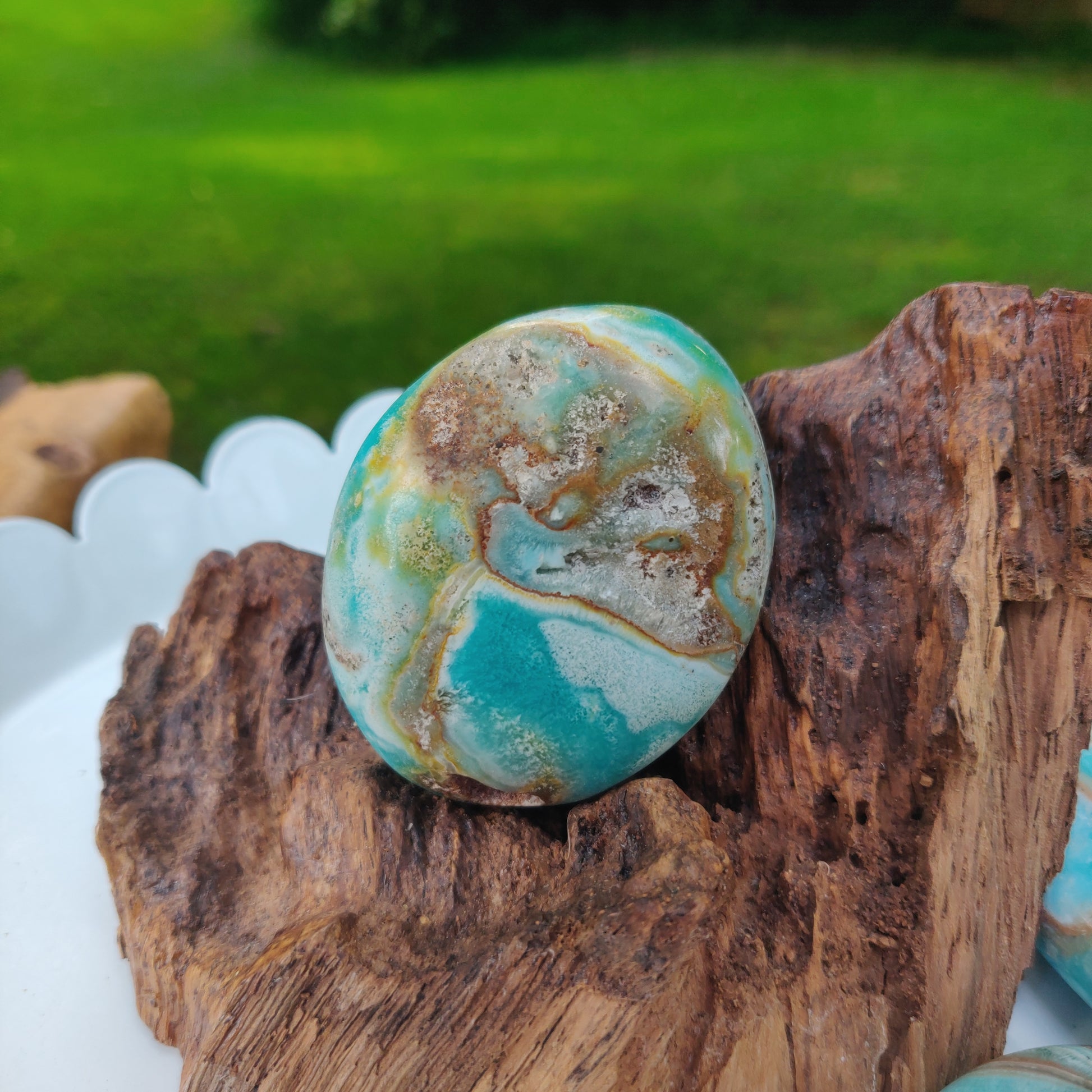 Blue Aragonite Palm Stone (#17) - Simply Affinity