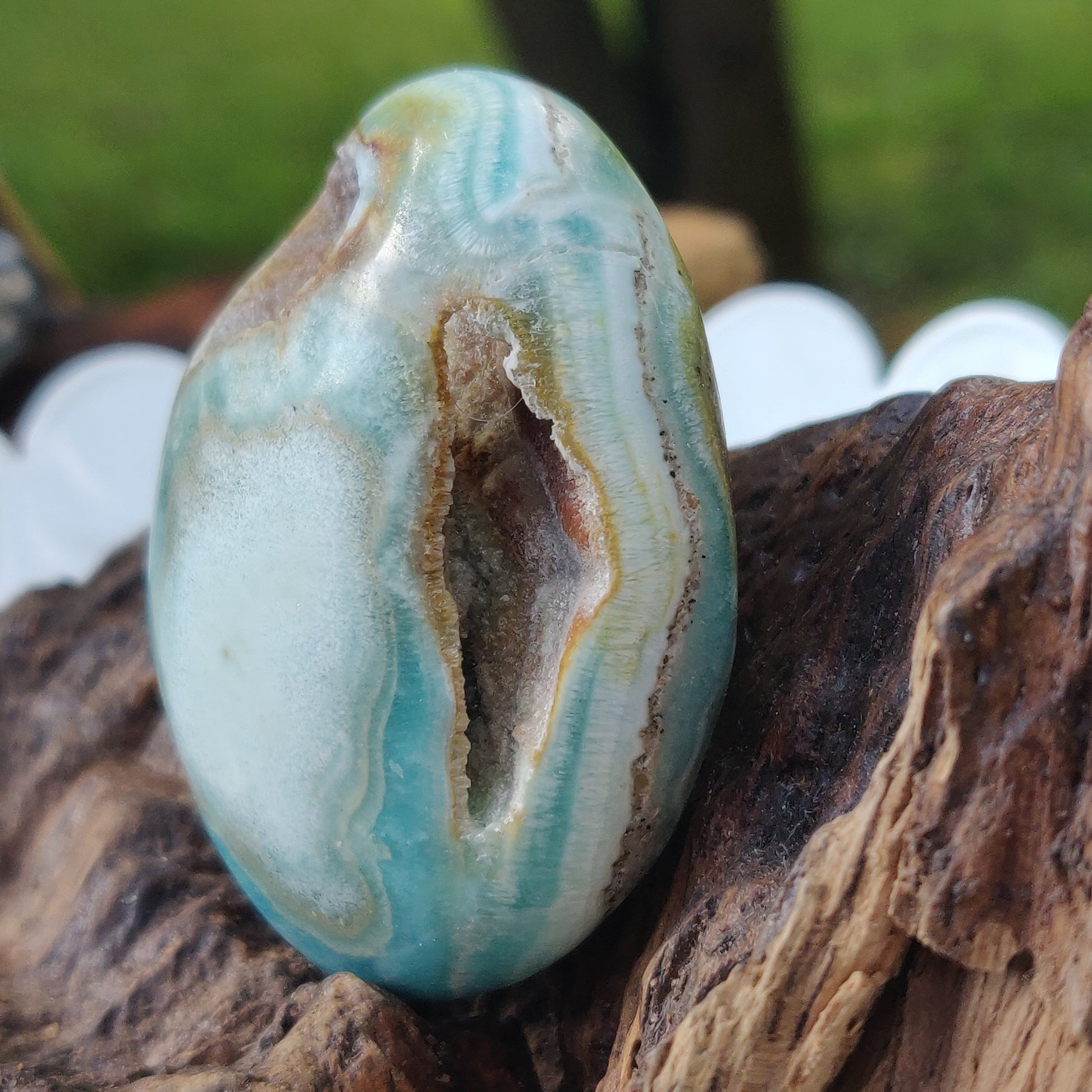 Blue Aragonite Palm Stone (#17) - Simply Affinity