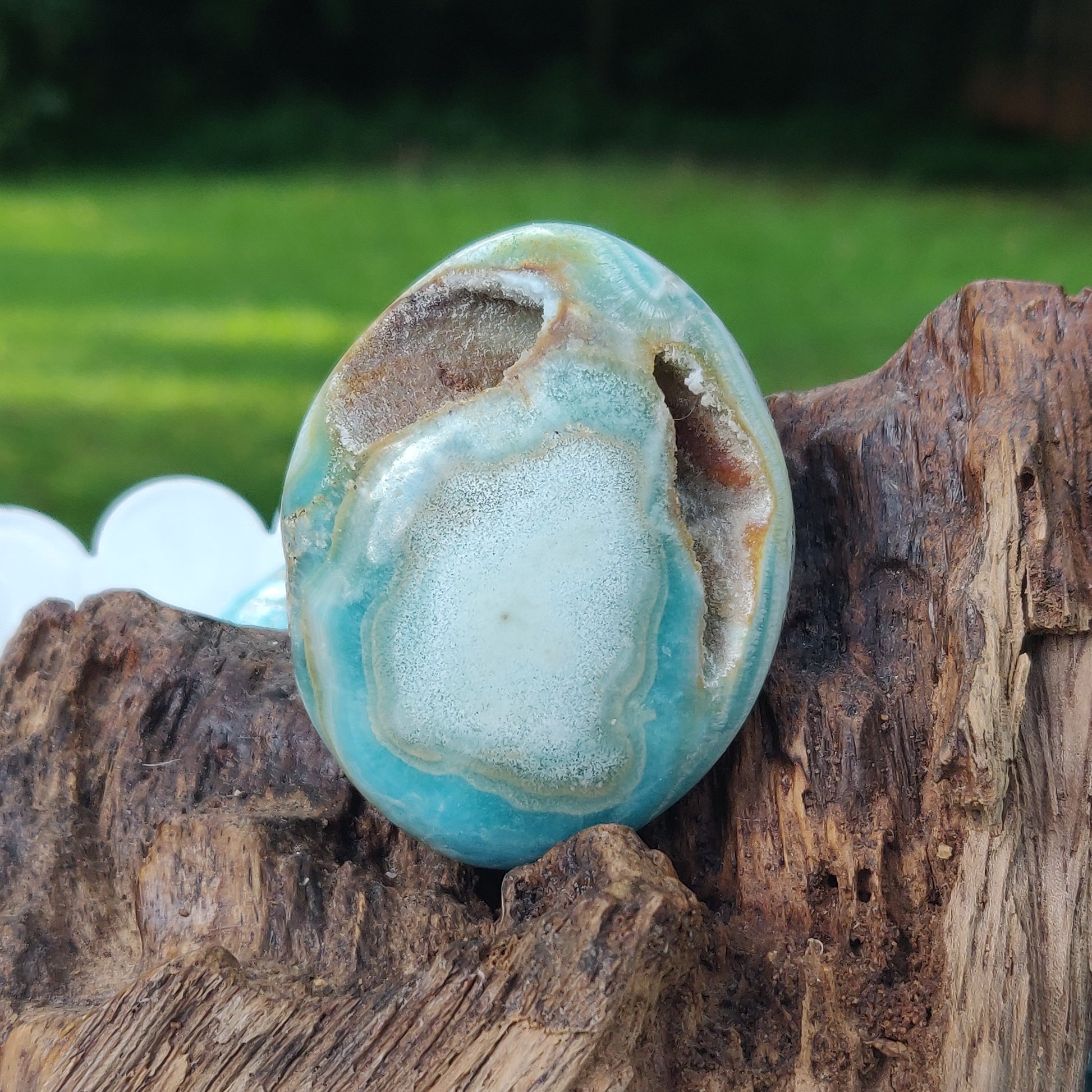 Blue Aragonite Palm Stone (#17) - Simply Affinity