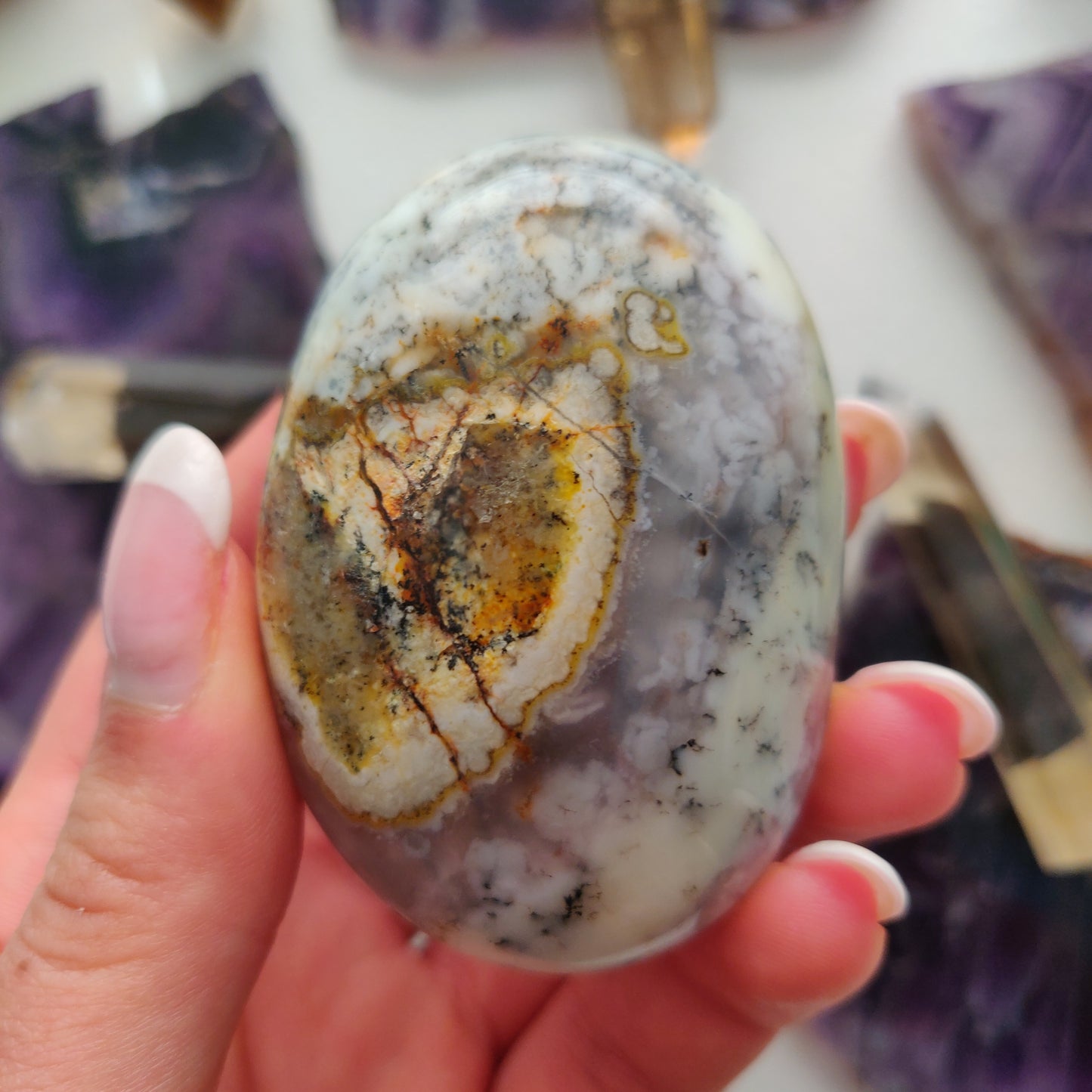 Dendritic Opal Palm Stone (#43) - Simply Affinity