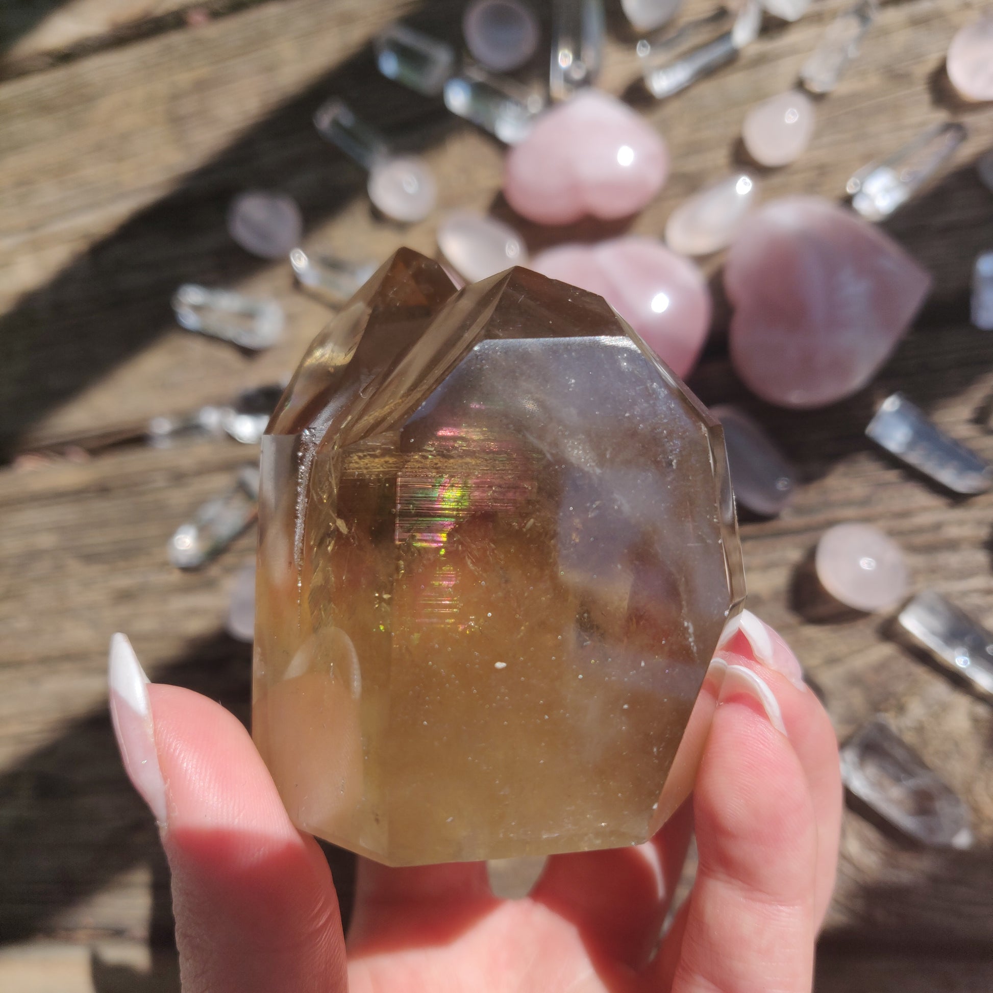 Citrine Cluster Points with Rainbow Inclusons (#12E) - Simply Affinity