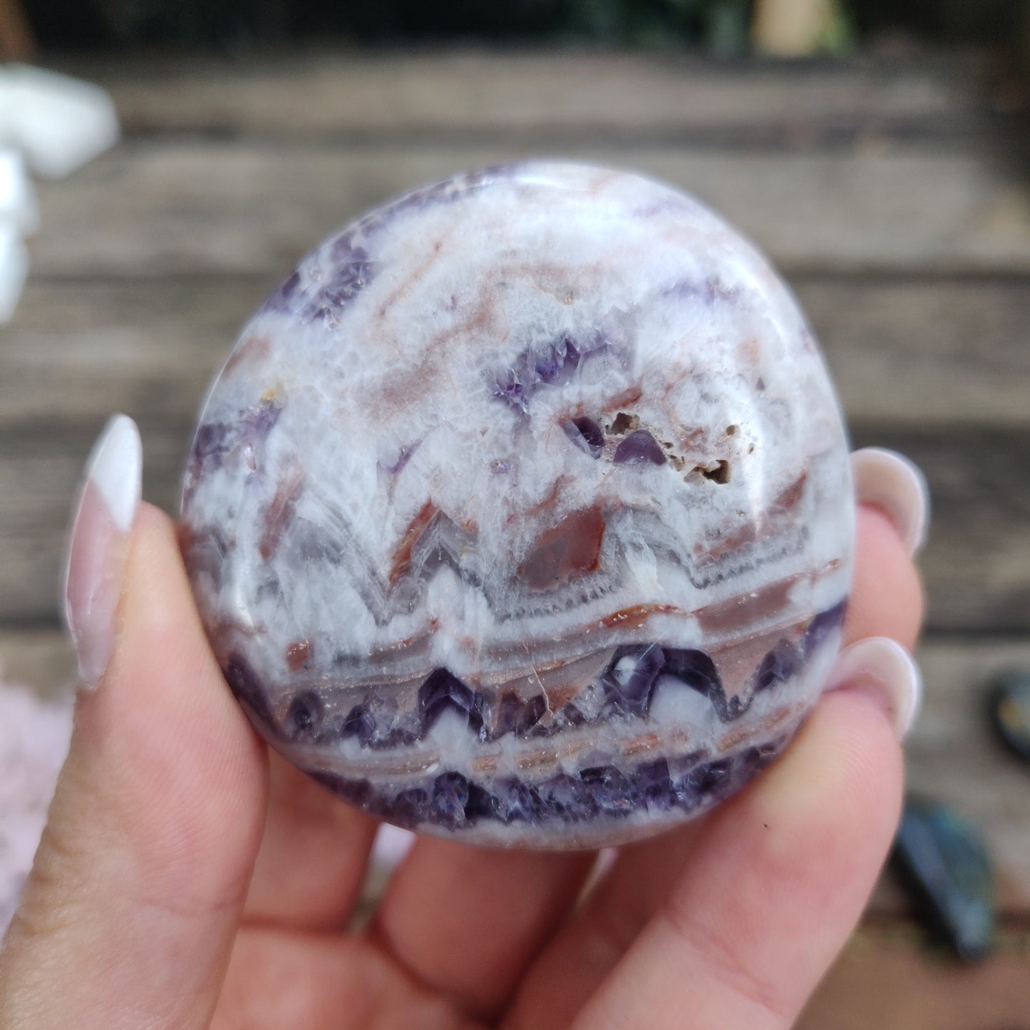 Chevron Amethyst Palm Stone (#2) - Simply Affinity