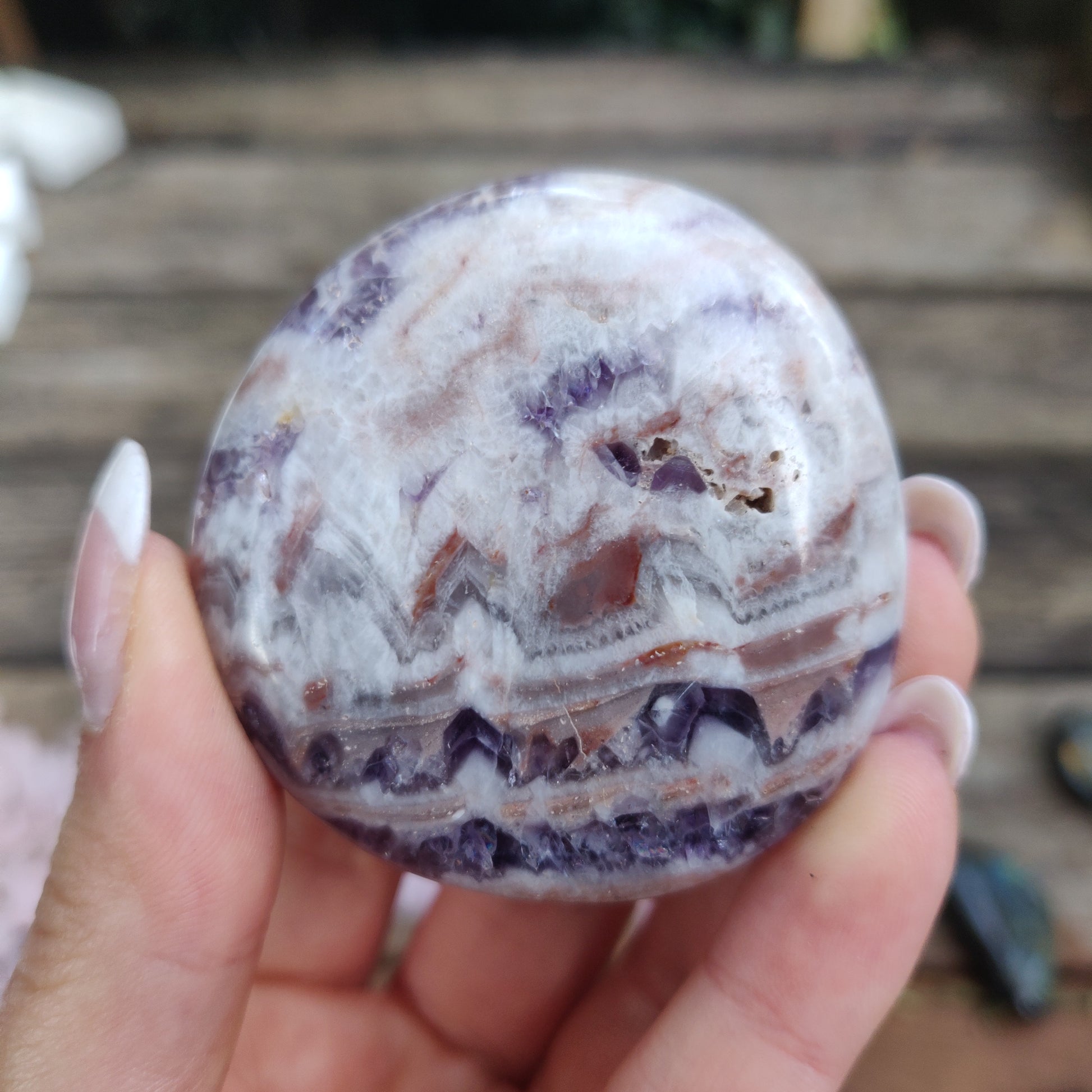 Chevron Amethyst Palm Stone (#2) - Simply Affinity