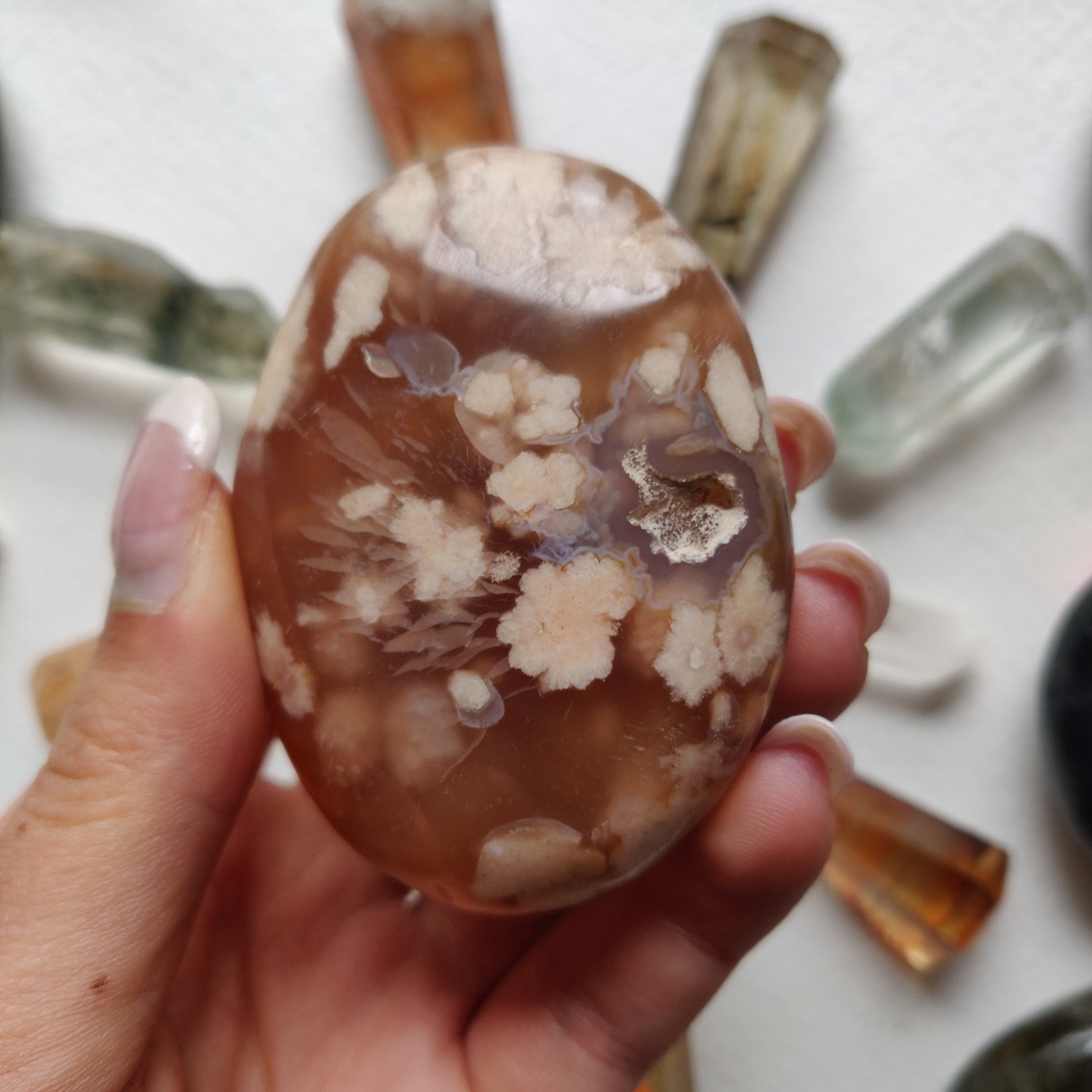 Flower Agate Palm Stone (#15) - Simply Affinity