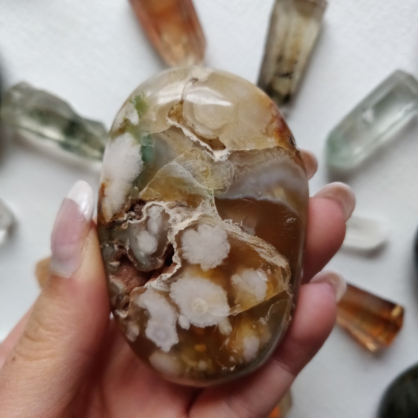 Flower Agate Palm Stone (#53) - Simply Affinity