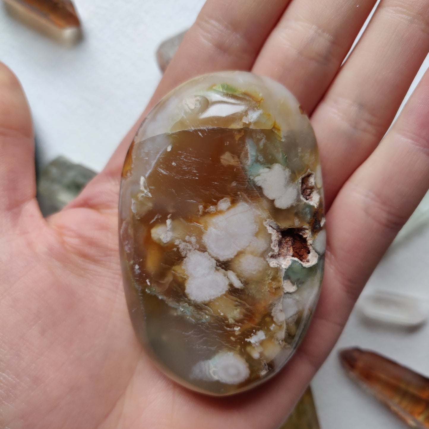 Flower Agate Palm Stone (#53) - Simply Affinity