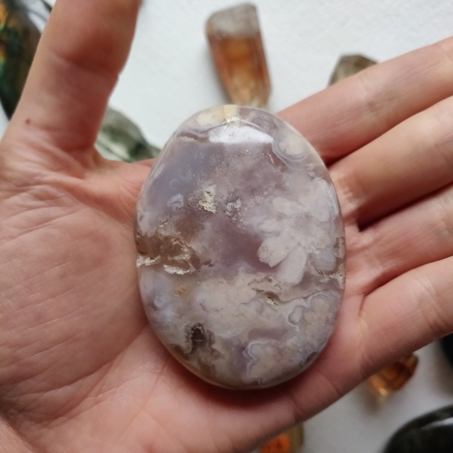 Flower Agate Palm Stone (#54) - Simply Affinity