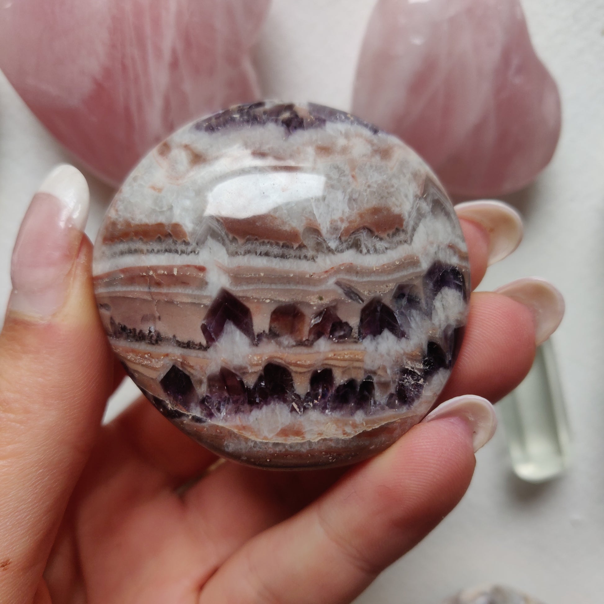 Chevron Amethyst Palm Stone (#11) - Simply Affinity
