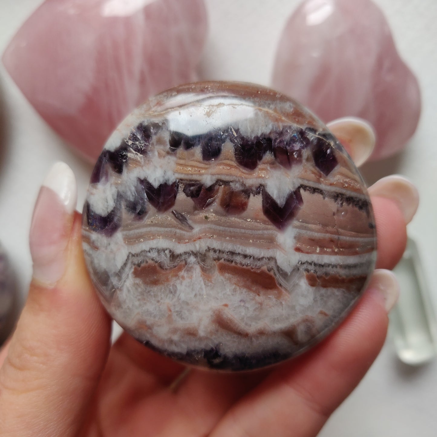 Chevron Amethyst Palm Stone (#11) - Simply Affinity