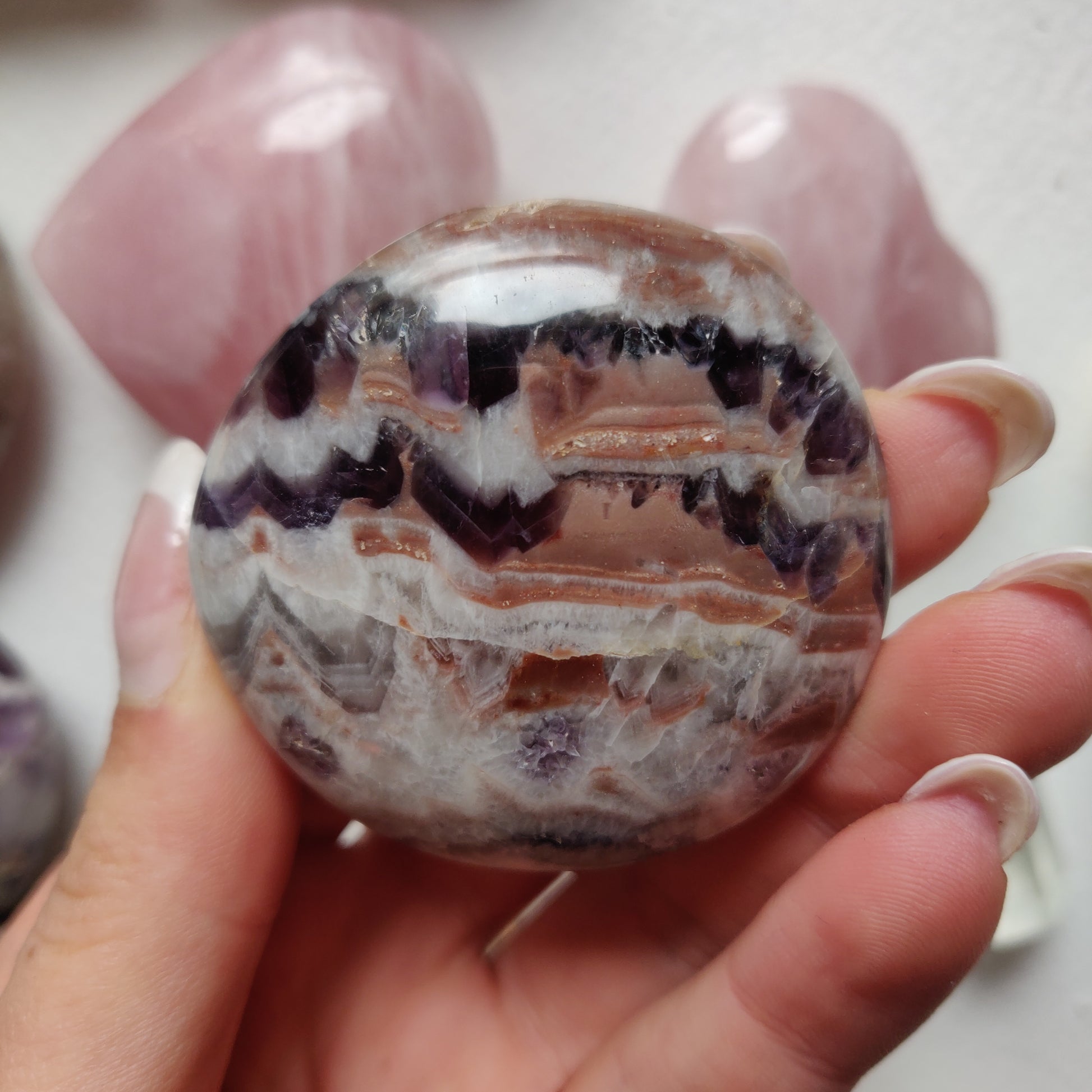 Chevron Amethyst Palm Stone (#11) - Simply Affinity