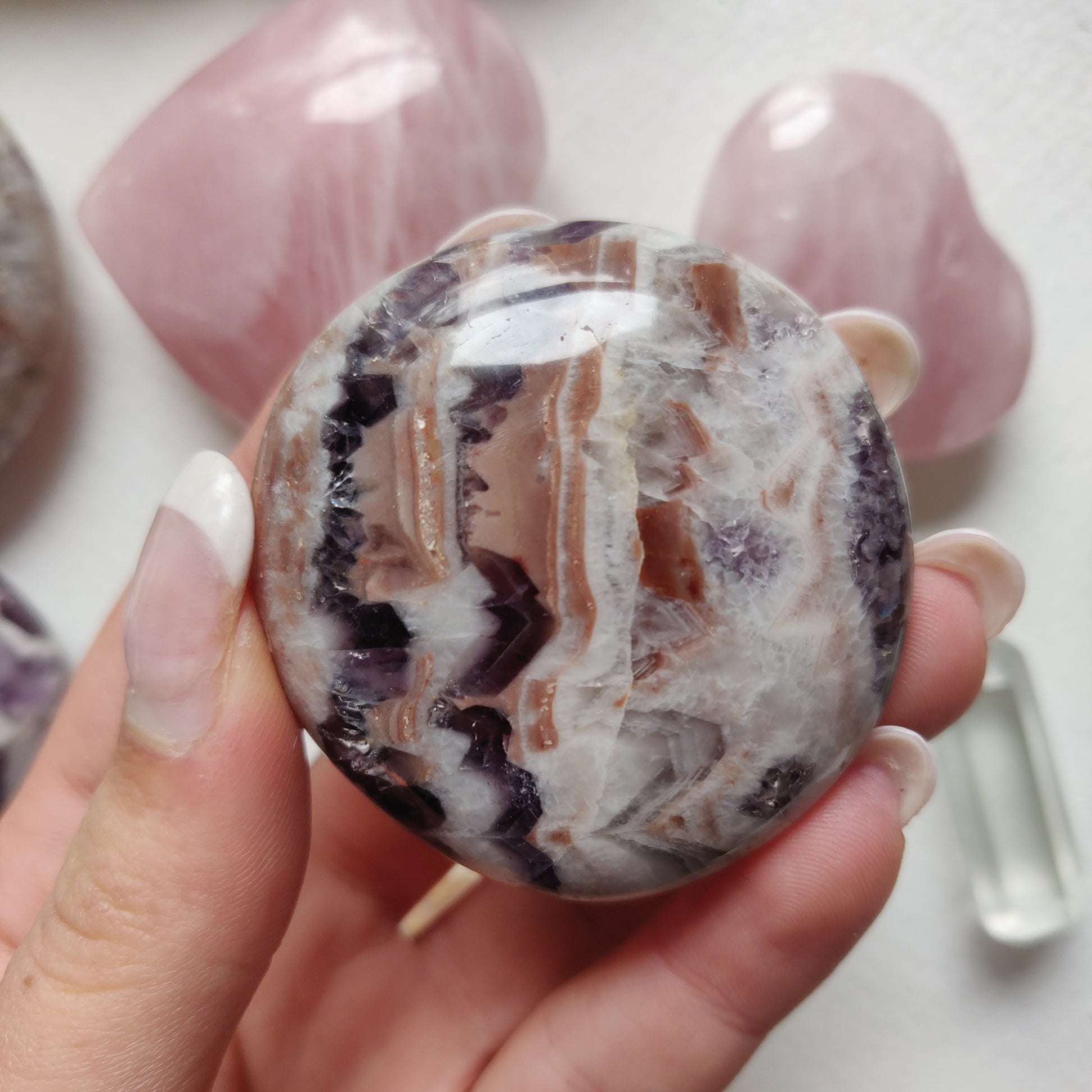 Chevron Amethyst Palm Stone (#11) - Simply Affinity