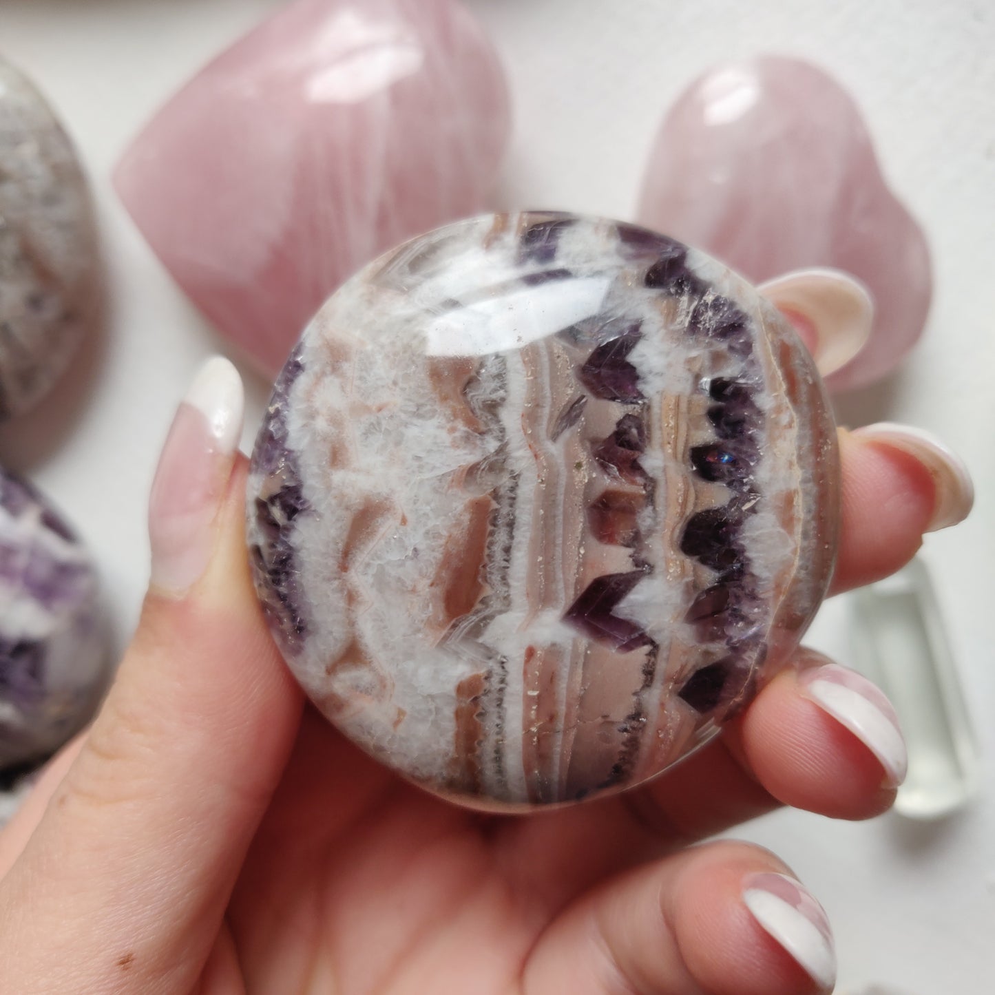 Chevron Amethyst Palm Stone (#11) - Simply Affinity