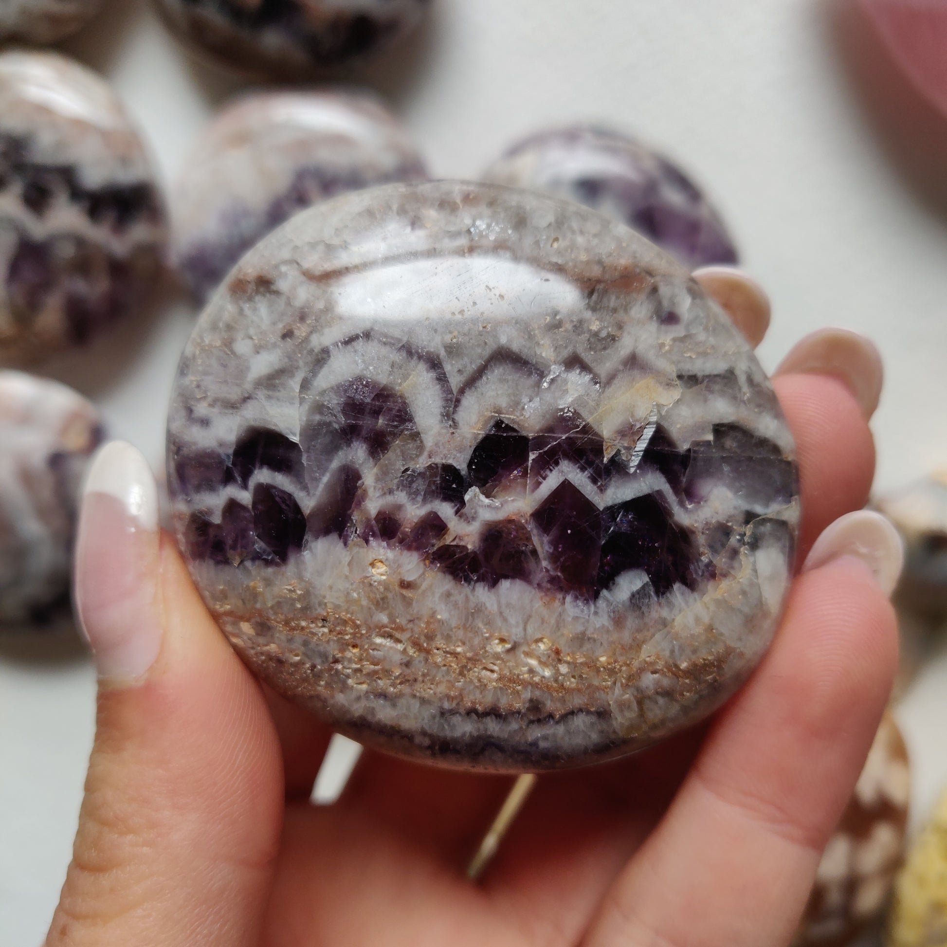 Chevron Amethyst Palm Stone (#12) - Simply Affinity