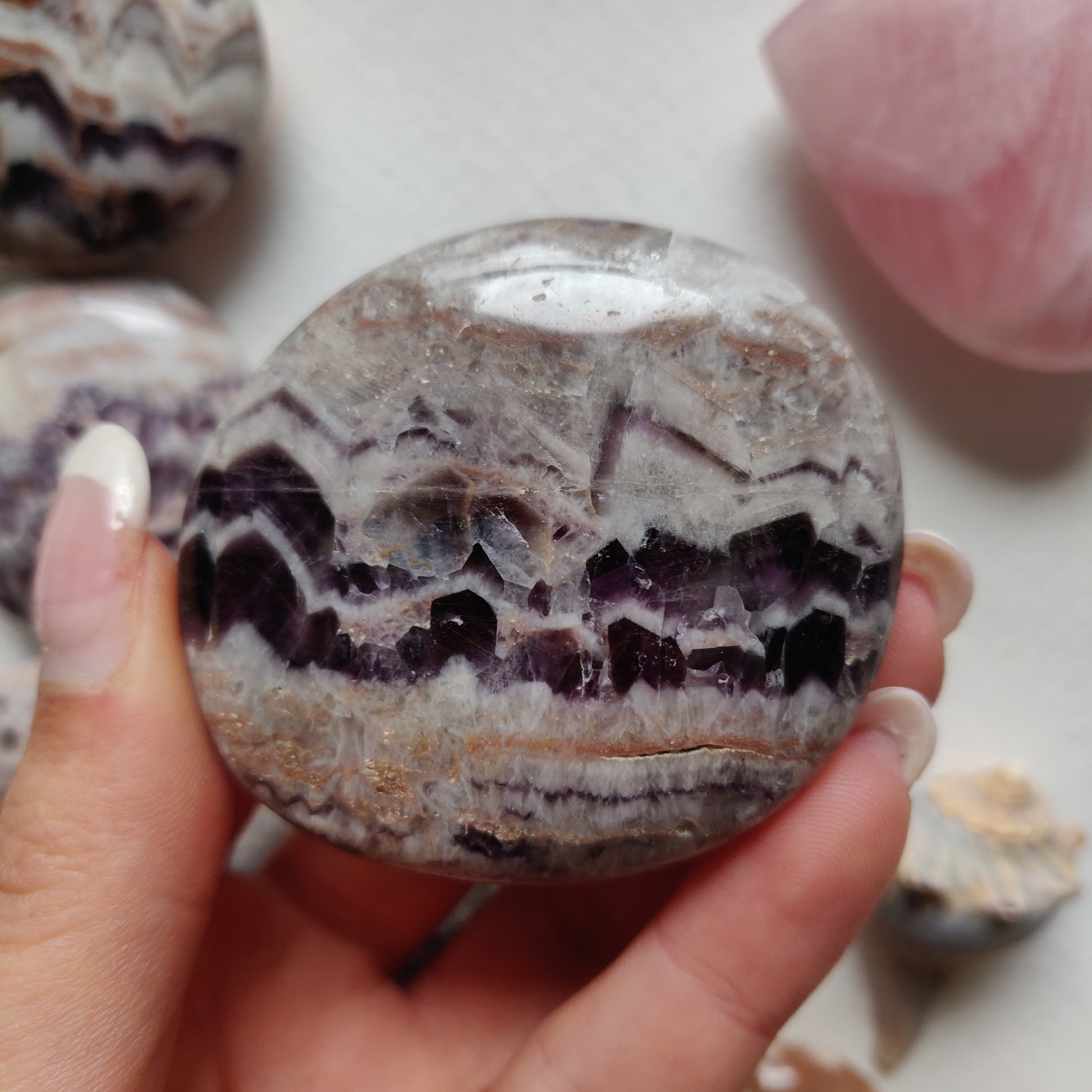 Chevron Amethyst Palm Stone (#12) - Simply Affinity