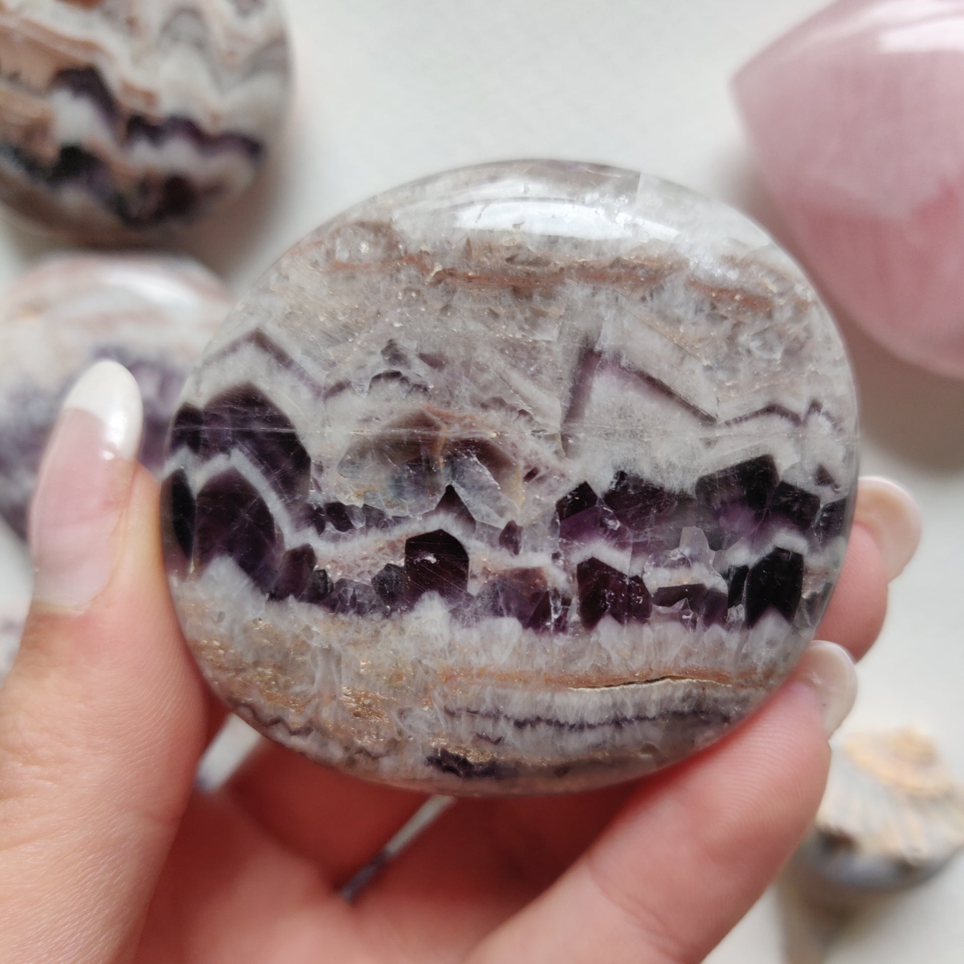 Chevron Amethyst Palm Stone (#12) - Simply Affinity