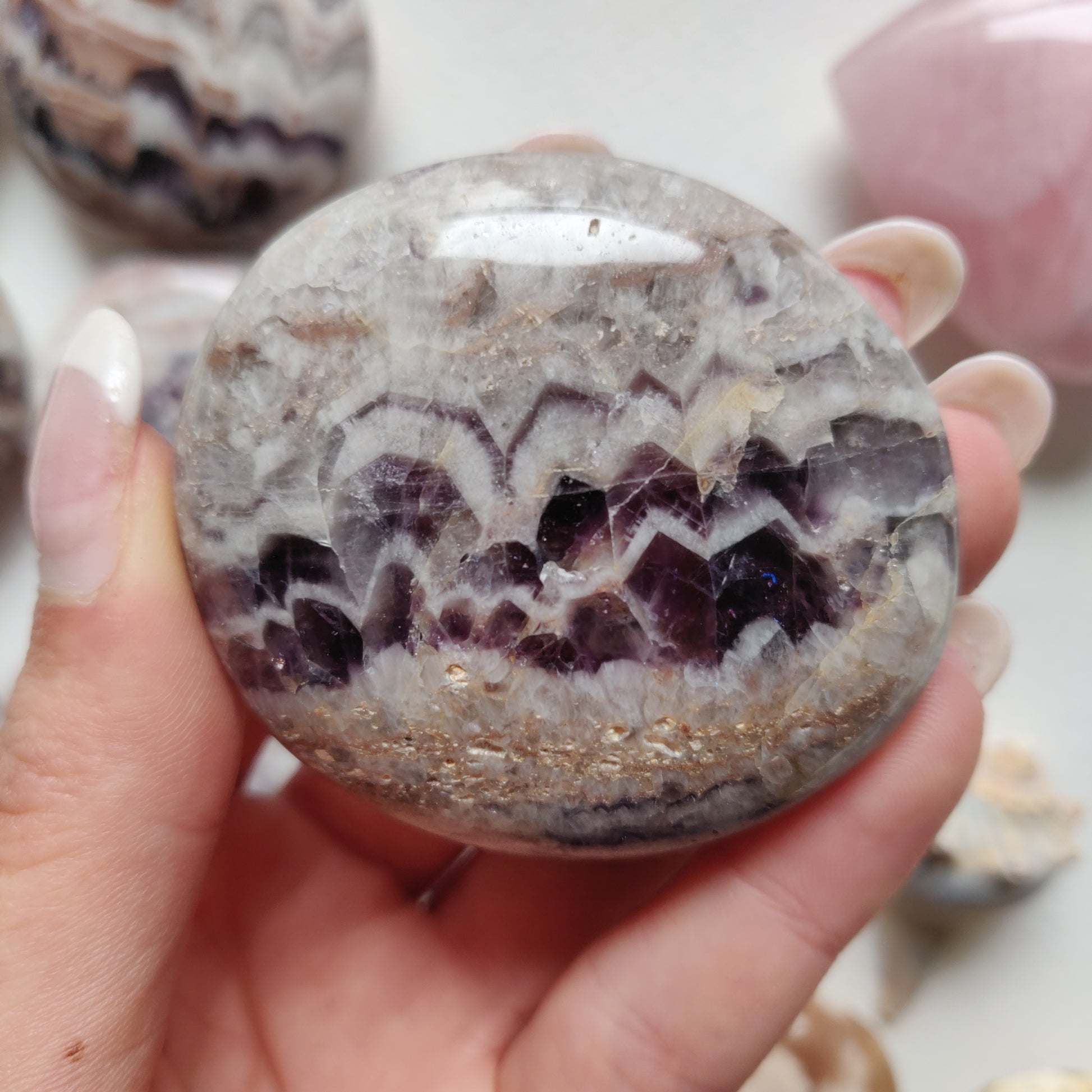 Chevron Amethyst Palm Stone (#12) - Simply Affinity
