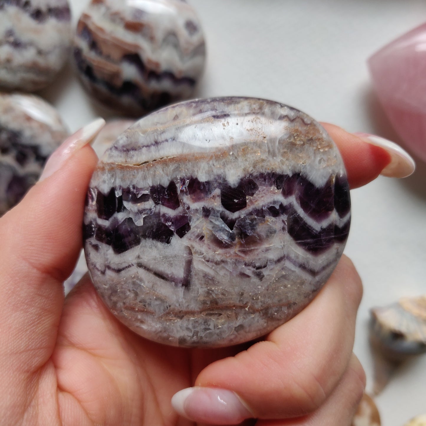 Chevron Amethyst Palm Stone (#12) - Simply Affinity