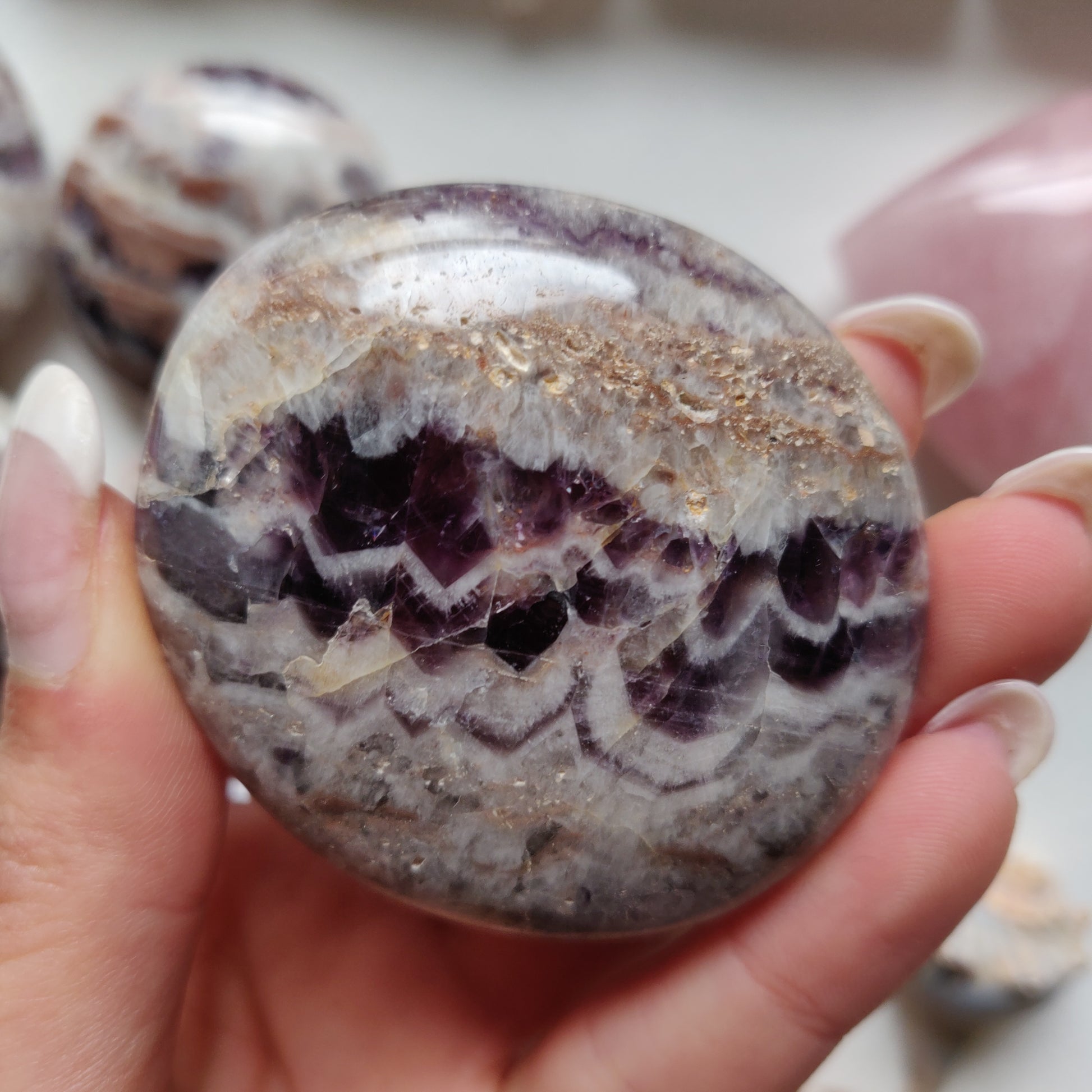 Chevron Amethyst Palm Stone (#12) - Simply Affinity