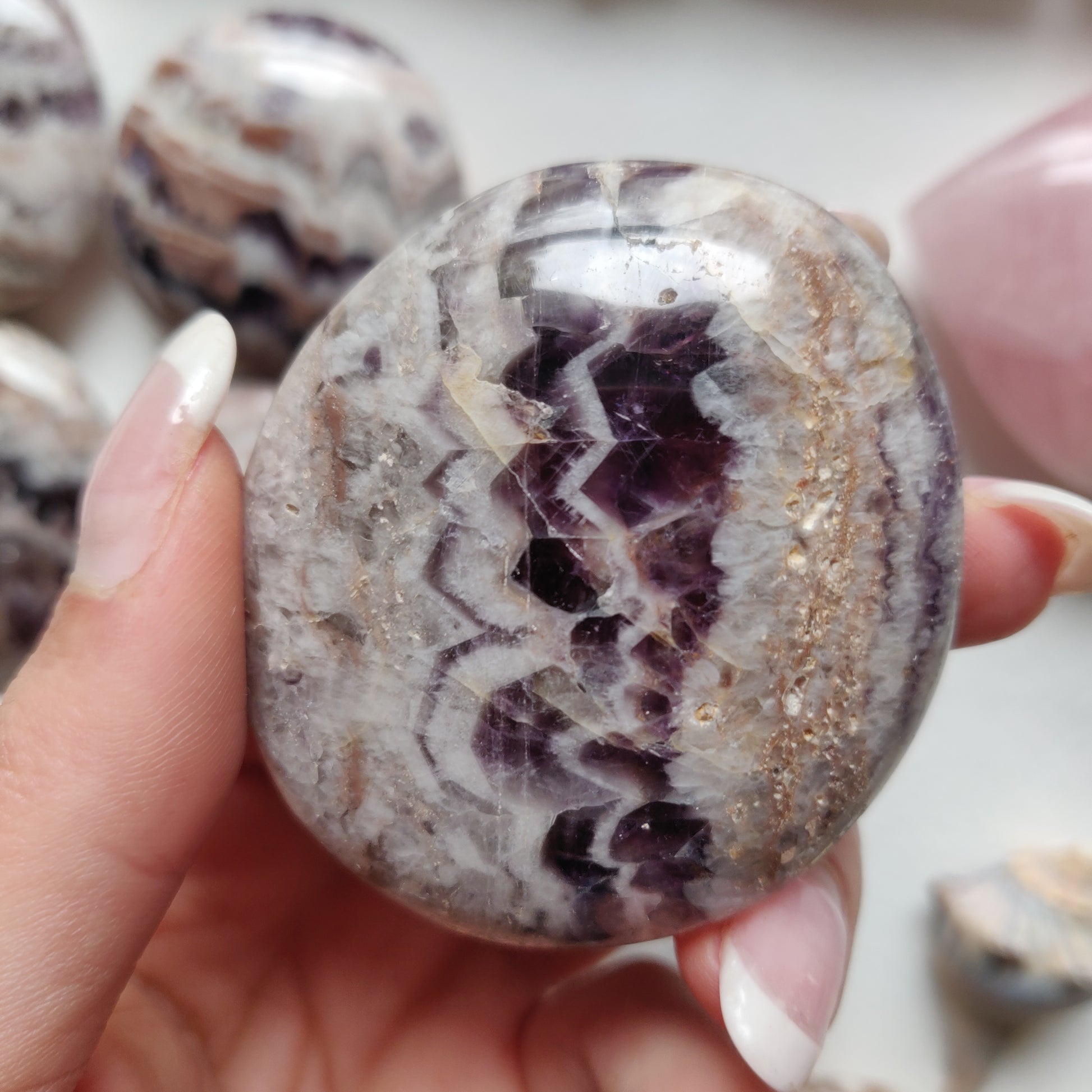 Chevron Amethyst Palm Stone (#12) - Simply Affinity