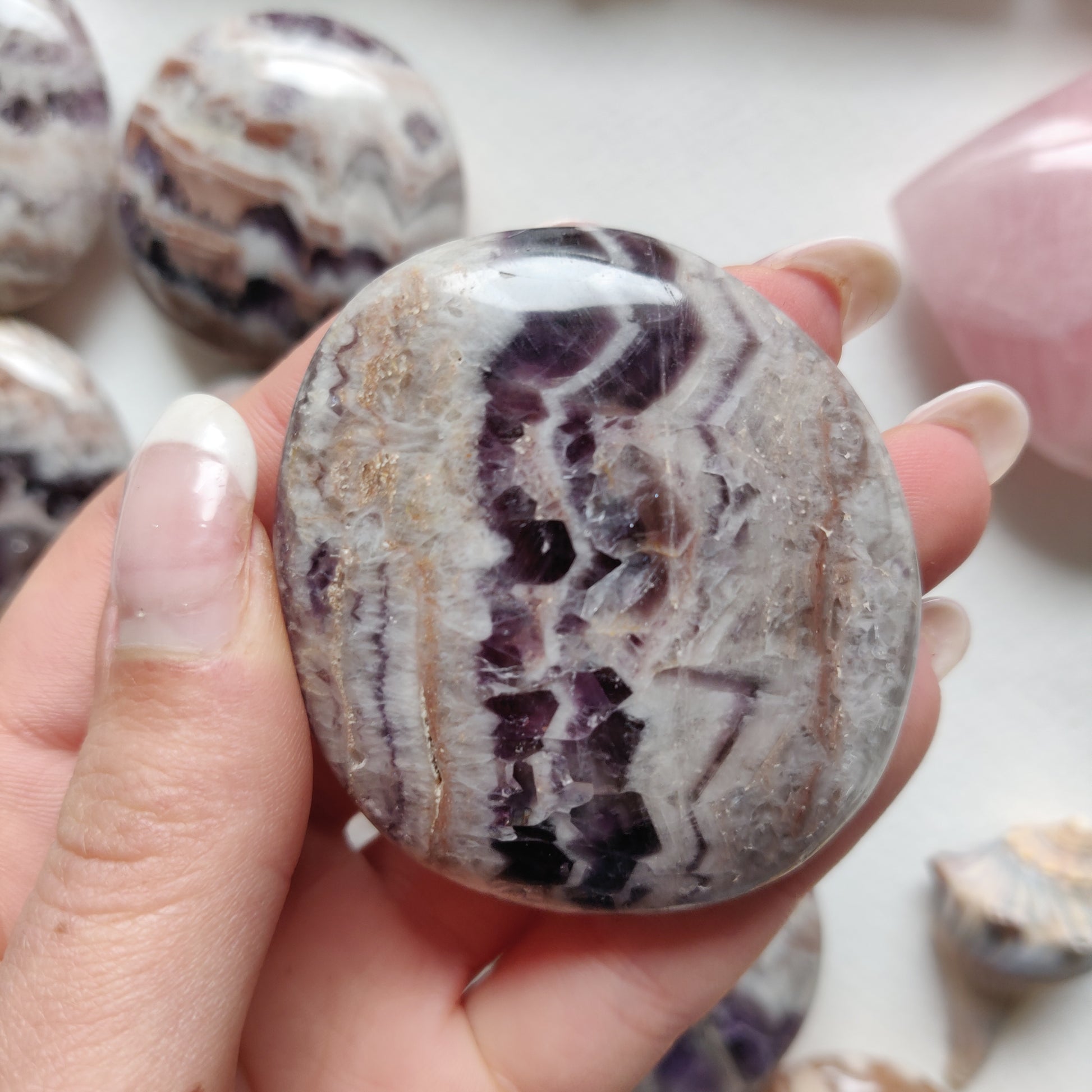 Chevron Amethyst Palm Stone (#12) - Simply Affinity
