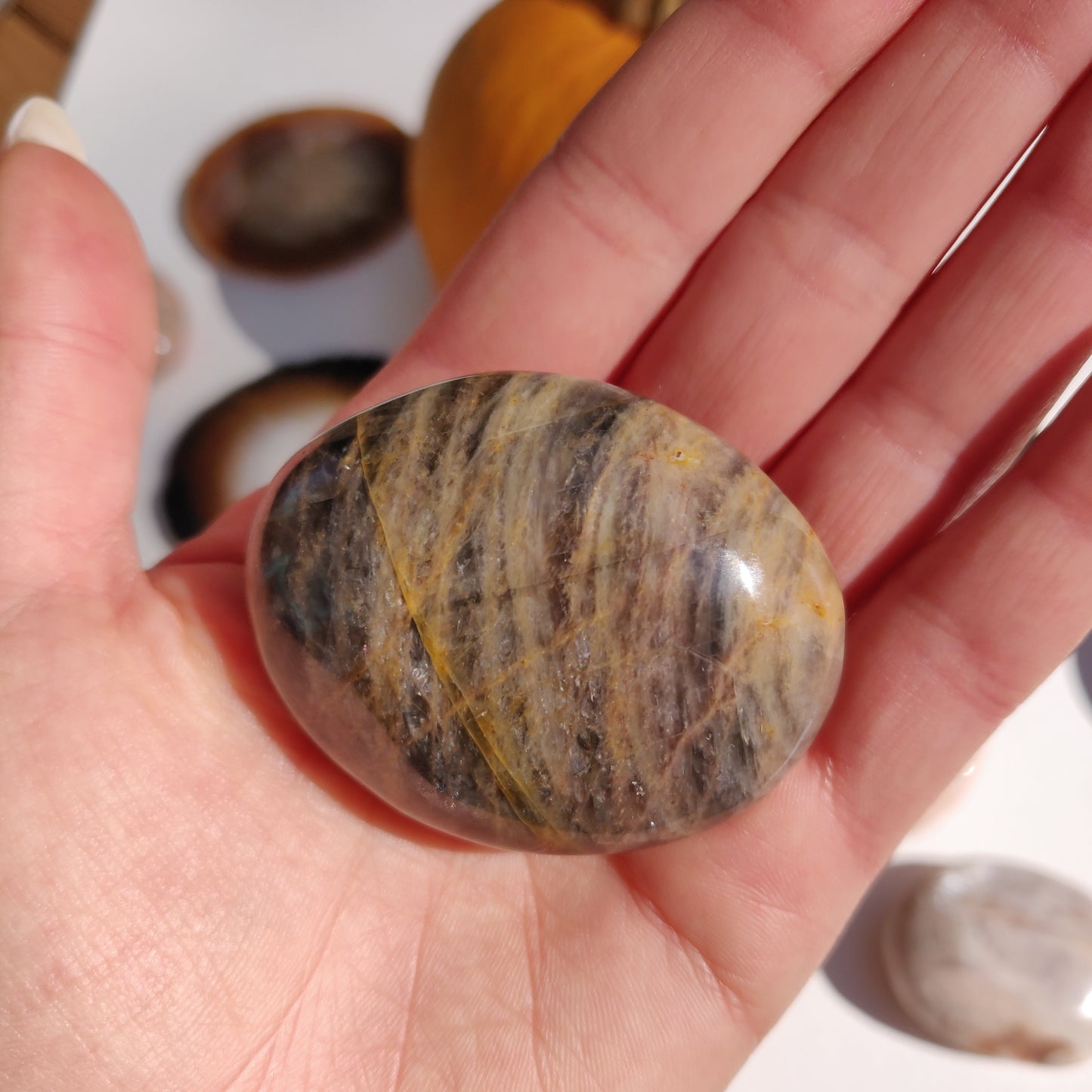 Black Moonstone Palm Stone (#25) - Simply Affinity
