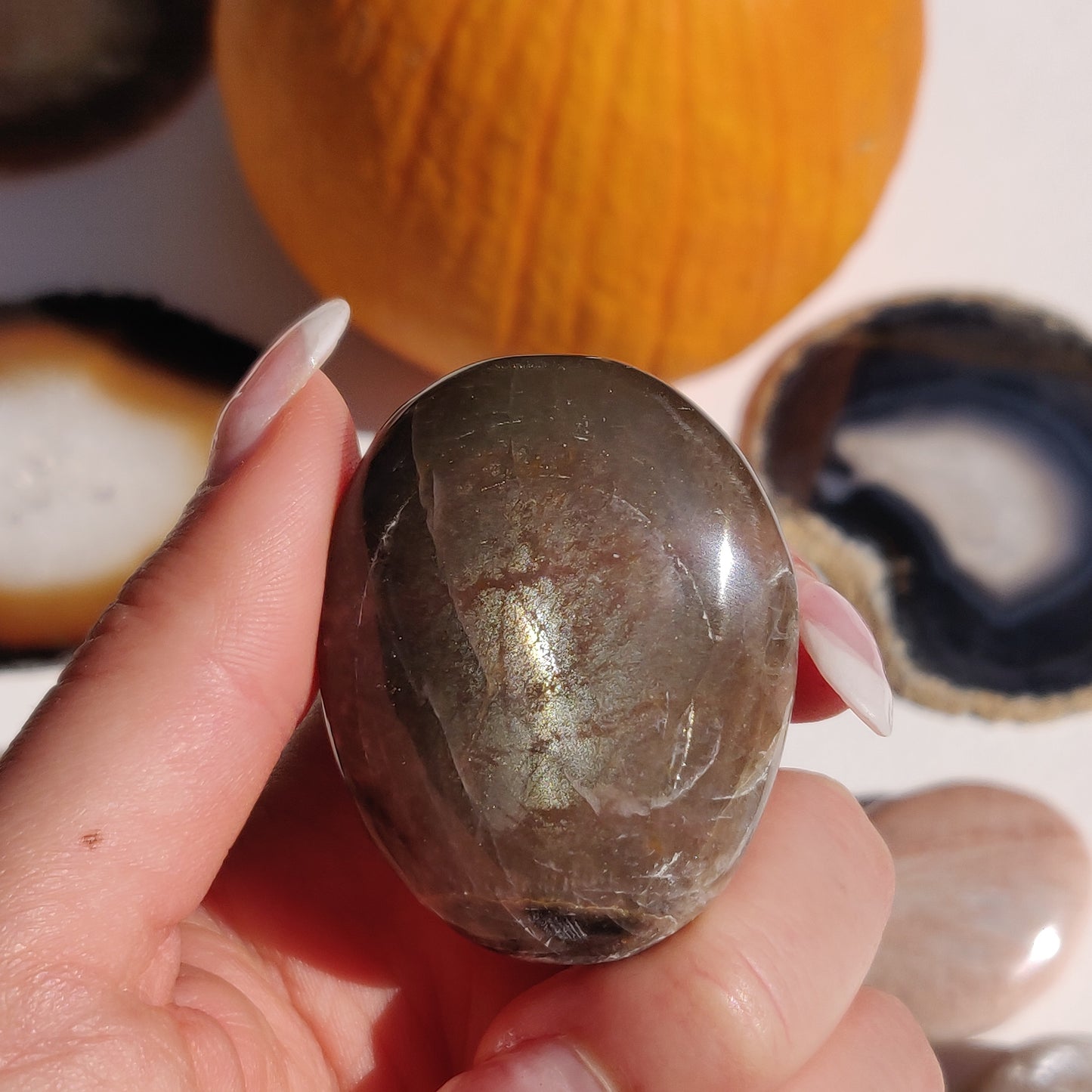 Black Moonstone Palm Stone, Flashy Black Moonstone (#29) - Simply Affinity