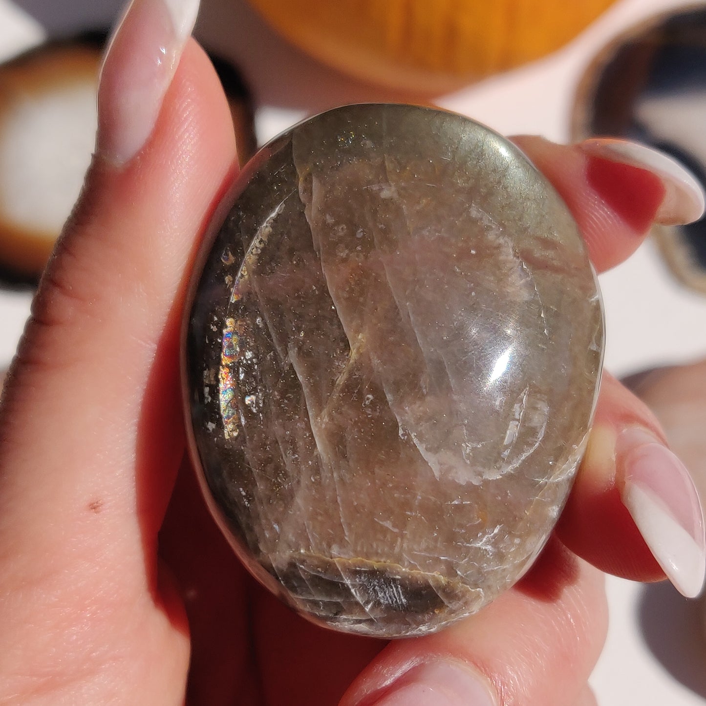 Black Moonstone Palm Stone, Flashy Black Moonstone (#29) - Simply Affinity