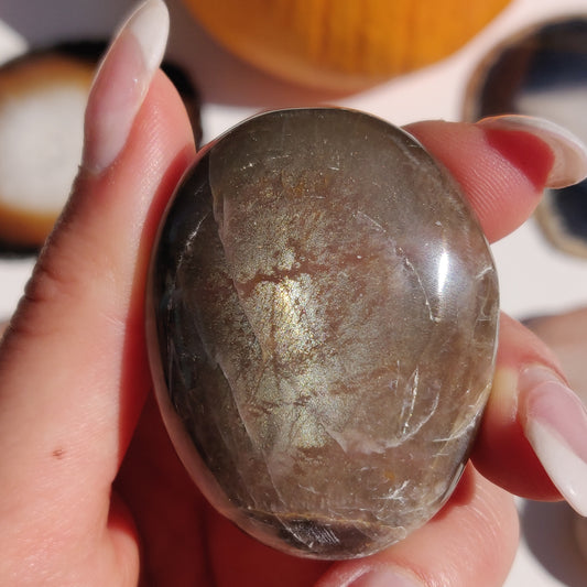 Black Moonstone Palm Stone, Flashy Black Moonstone (#29) - Simply Affinity