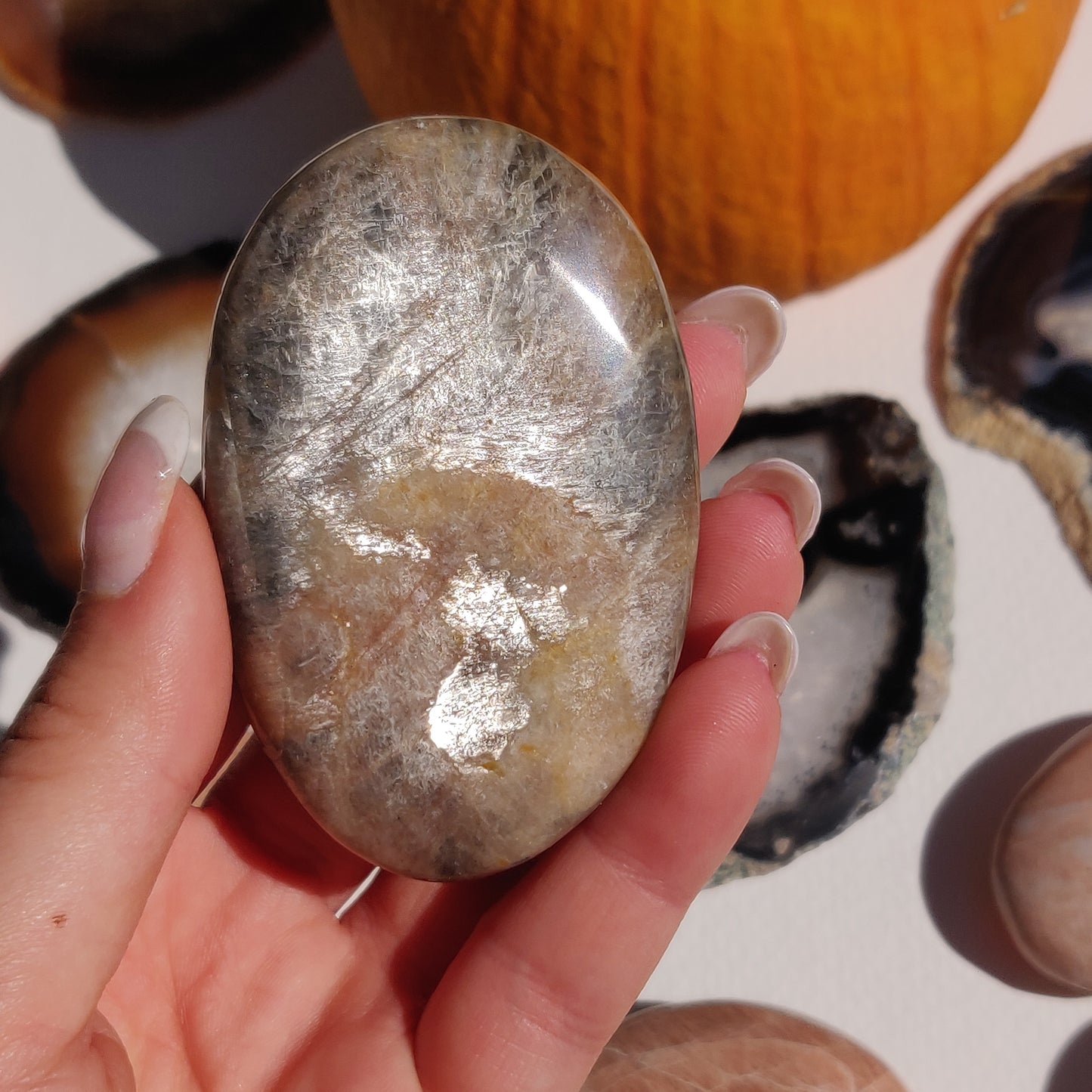 Black Moonstone Palm Stone, Flashy Black Moonstone (#30) - Simply Affinity