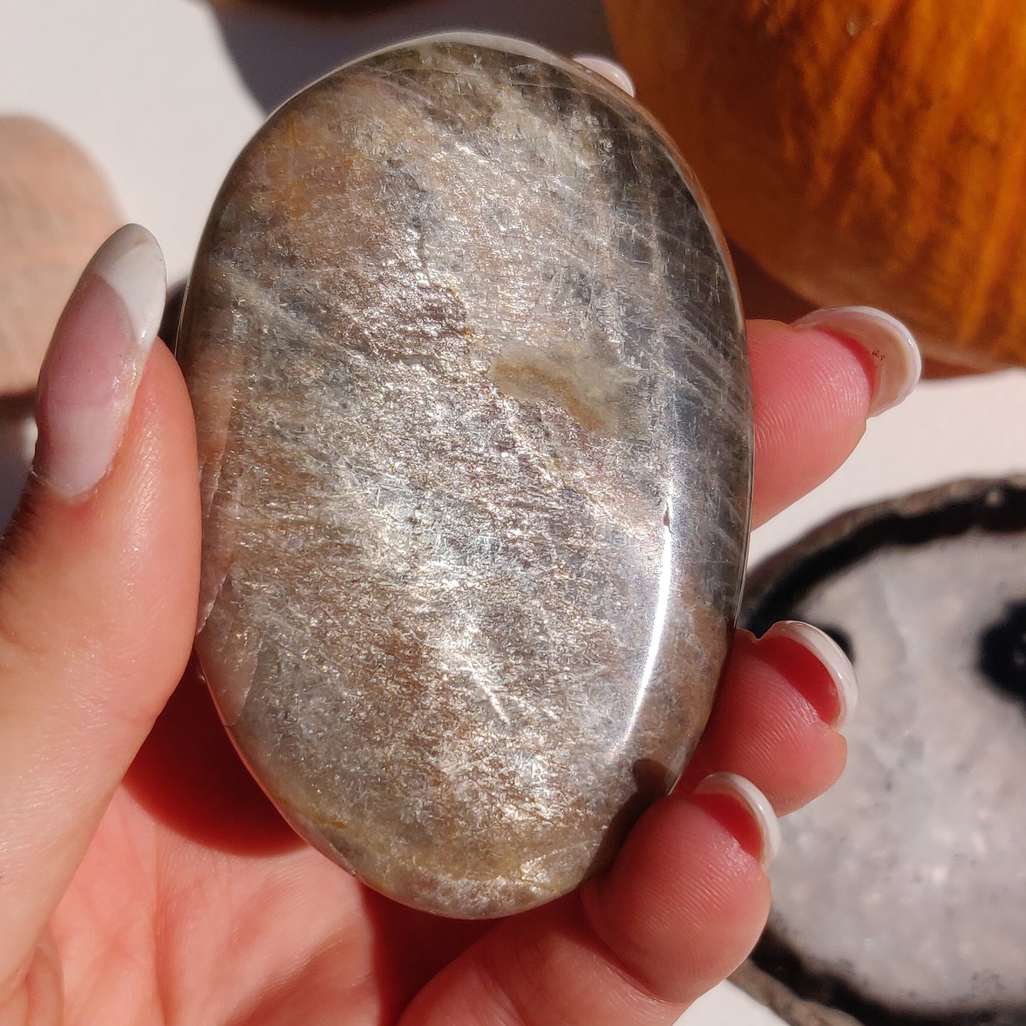 Black Moonstone Palm Stone, Flashy Black Moonstone (#30) - Simply Affinity