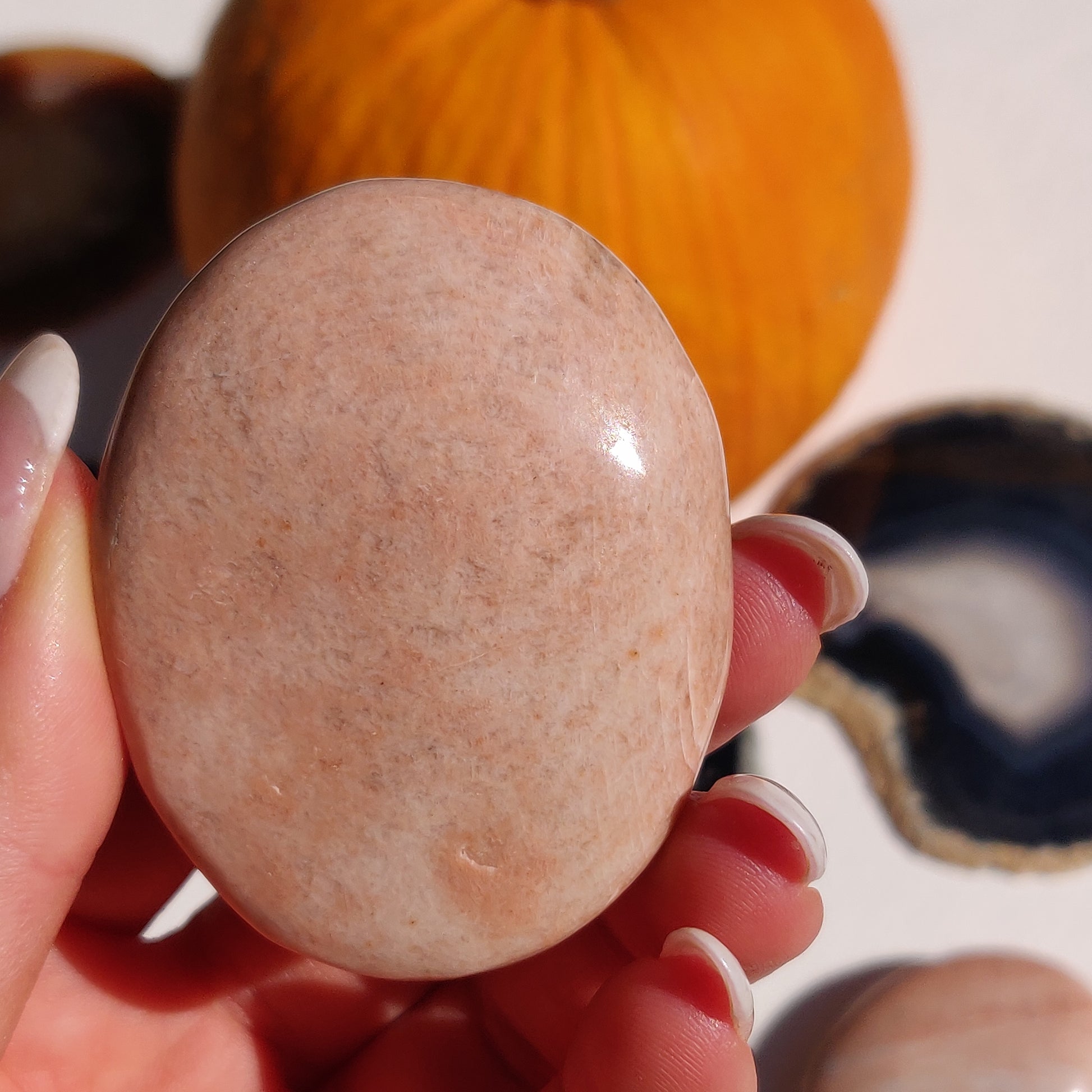 Peach Moonstone Palm Stone (#4) - Simply Affinity