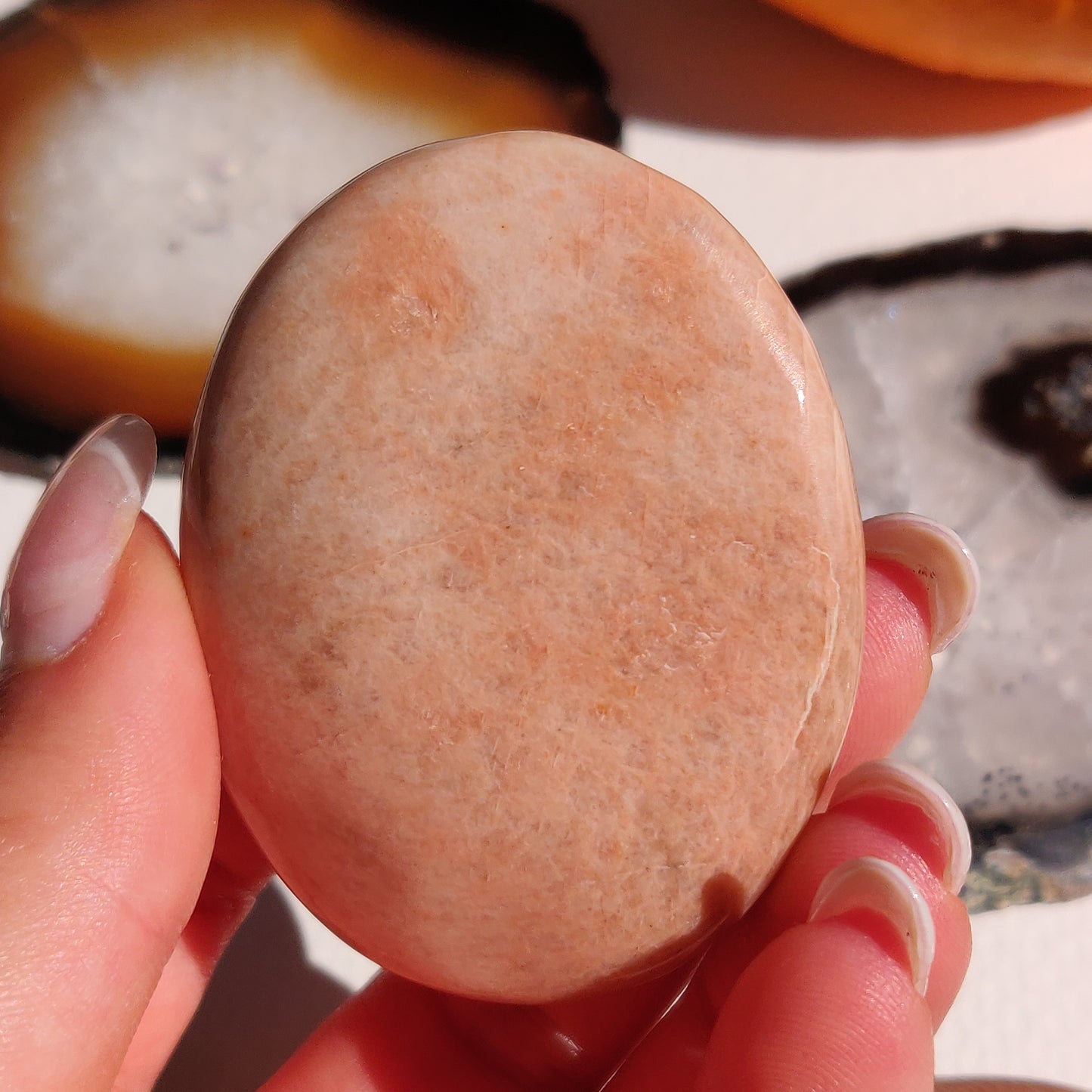 Peach Moonstone Palm Stone (#4) - Simply Affinity