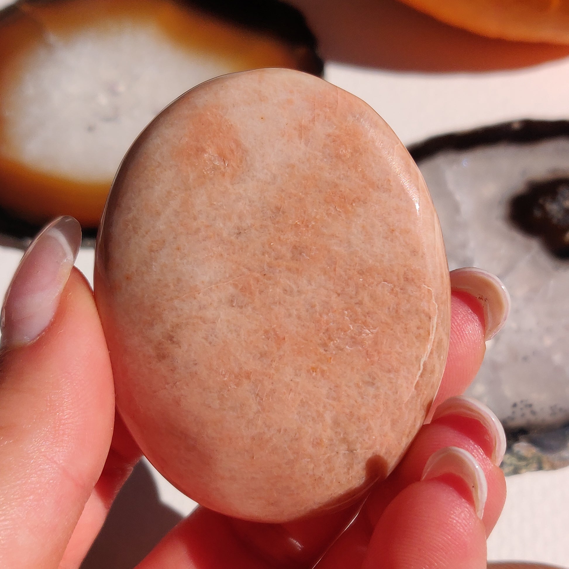 Peach Moonstone Palm Stone (#4) - Simply Affinity
