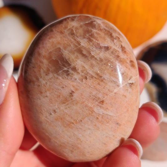 Peach Moonstone Palm Stone (#8) - Simply Affinity