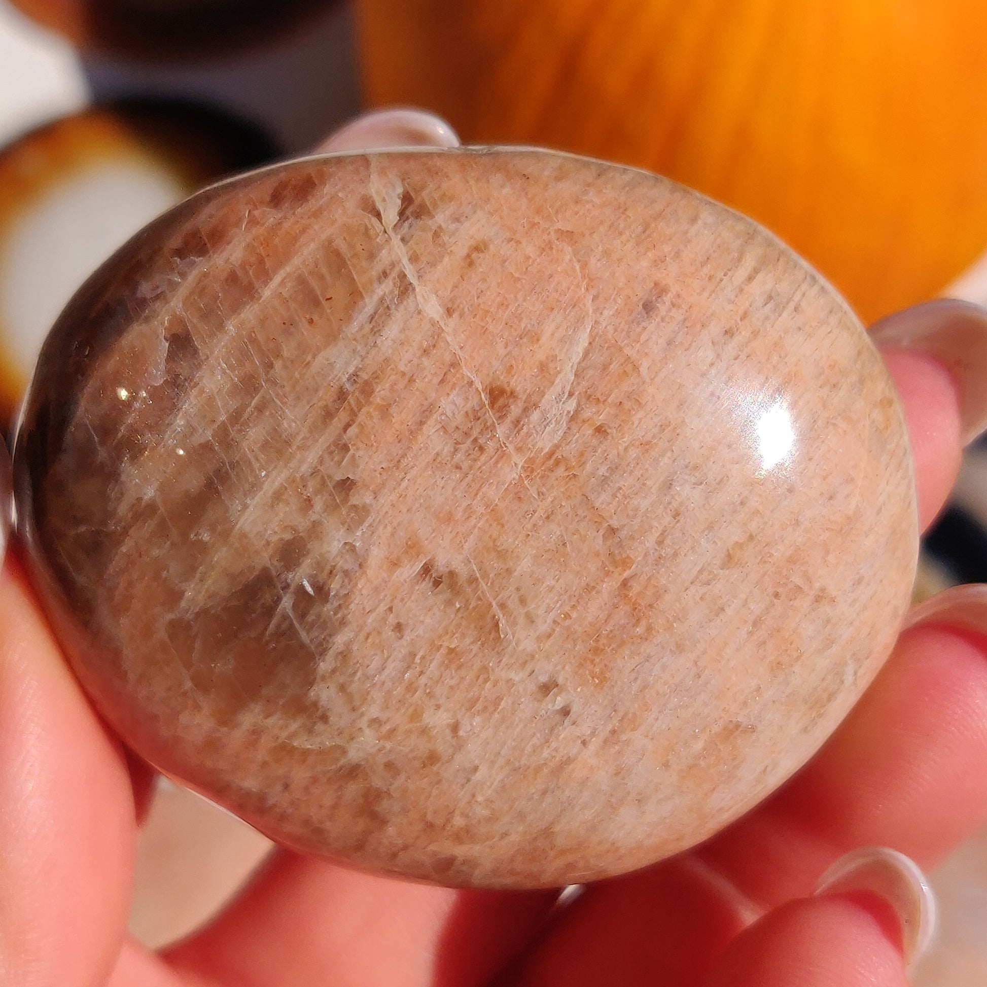 Peach Moonstone Palm Stone (#8) - Simply Affinity
