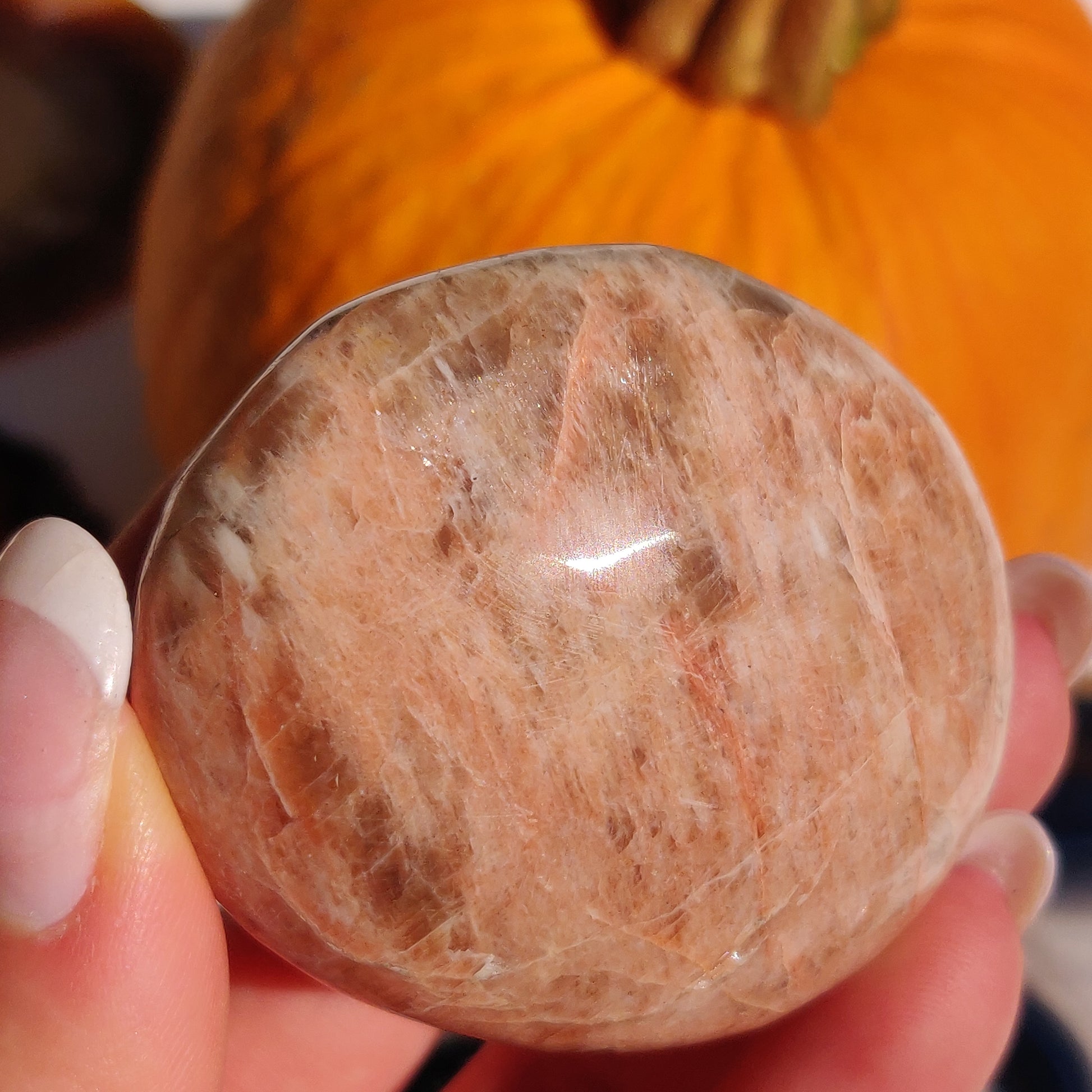 Peach Moonstone Palm Stone (#8) - Simply Affinity