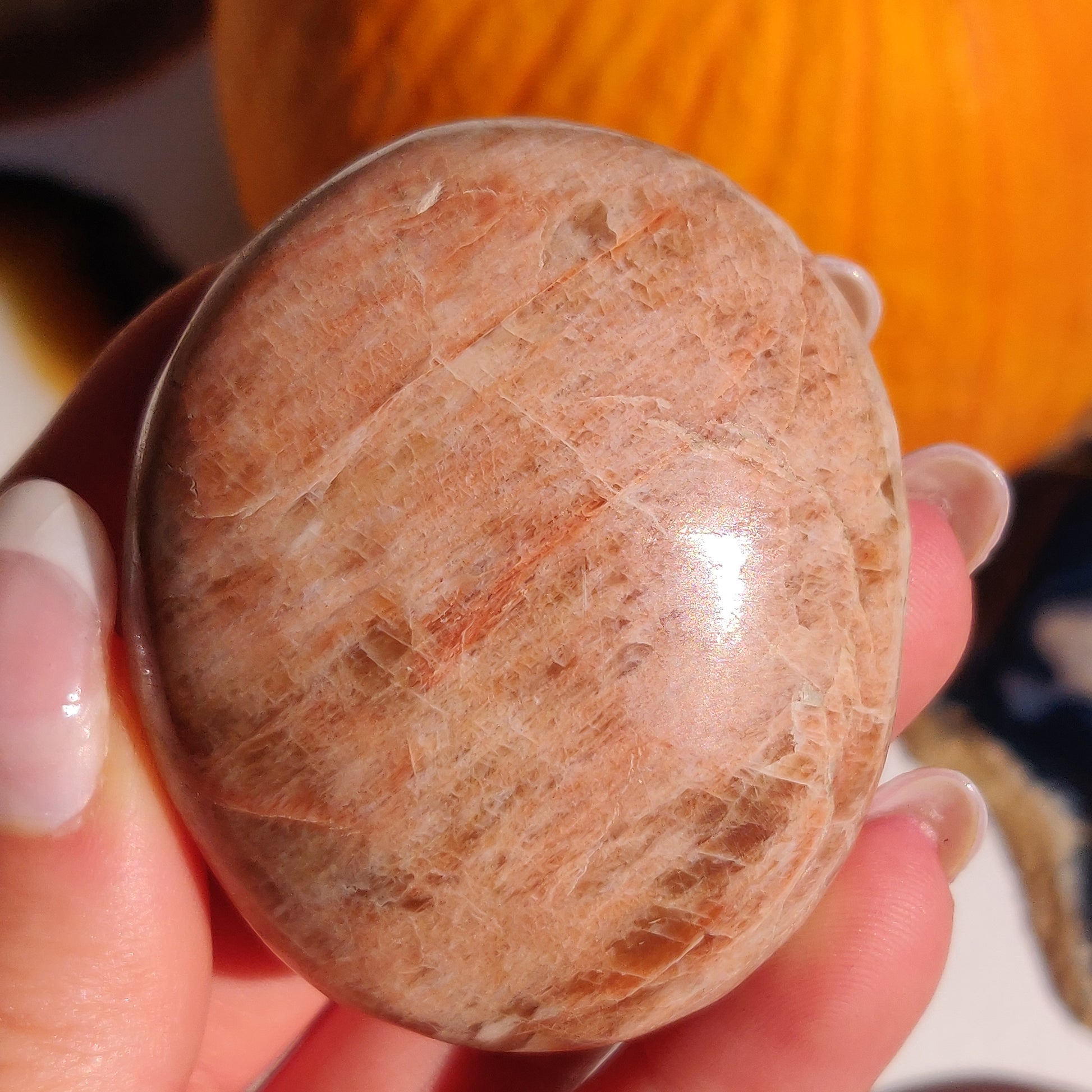 Peach Moonstone Palm Stone (#8) - Simply Affinity
