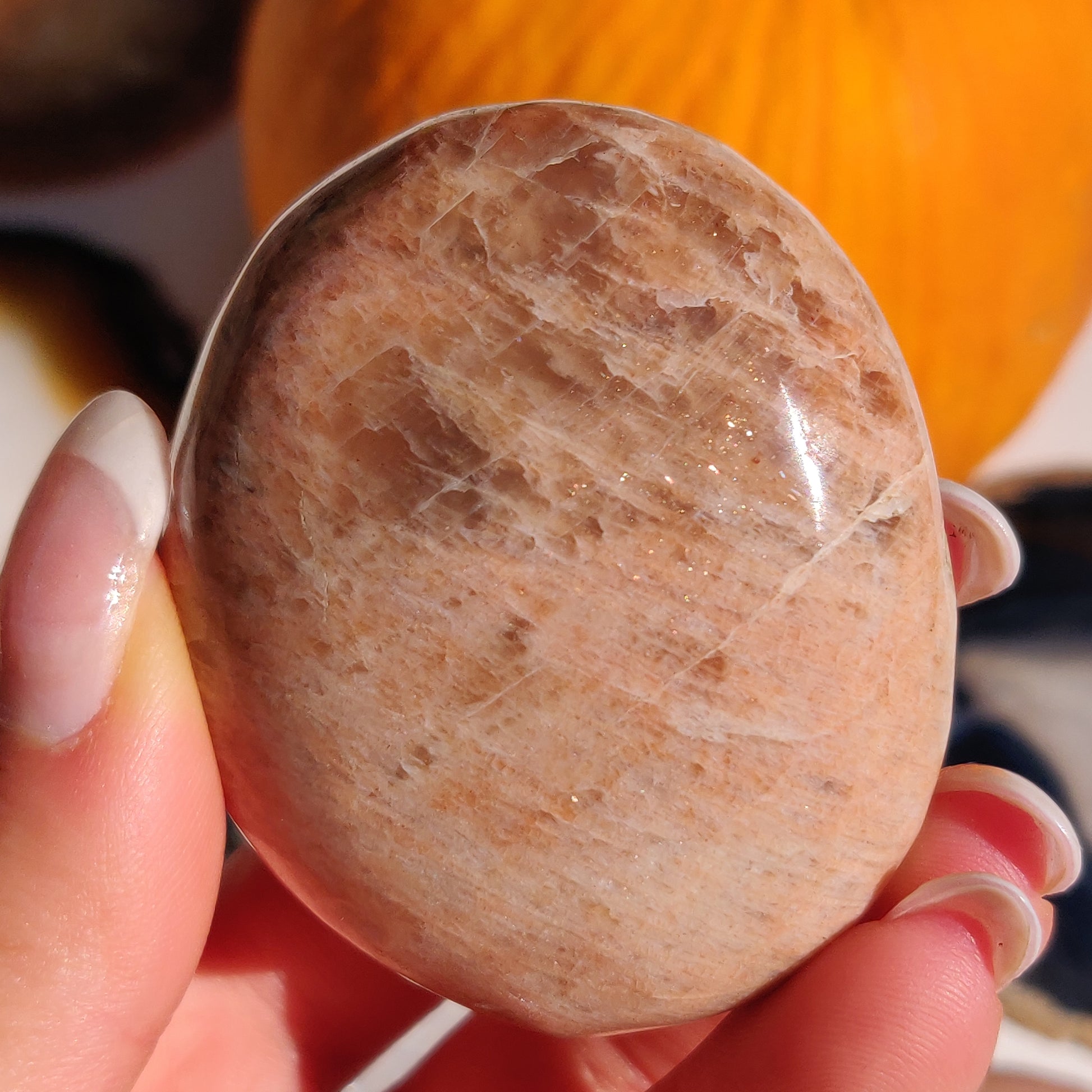 Peach Moonstone Palm Stone (#8) - Simply Affinity
