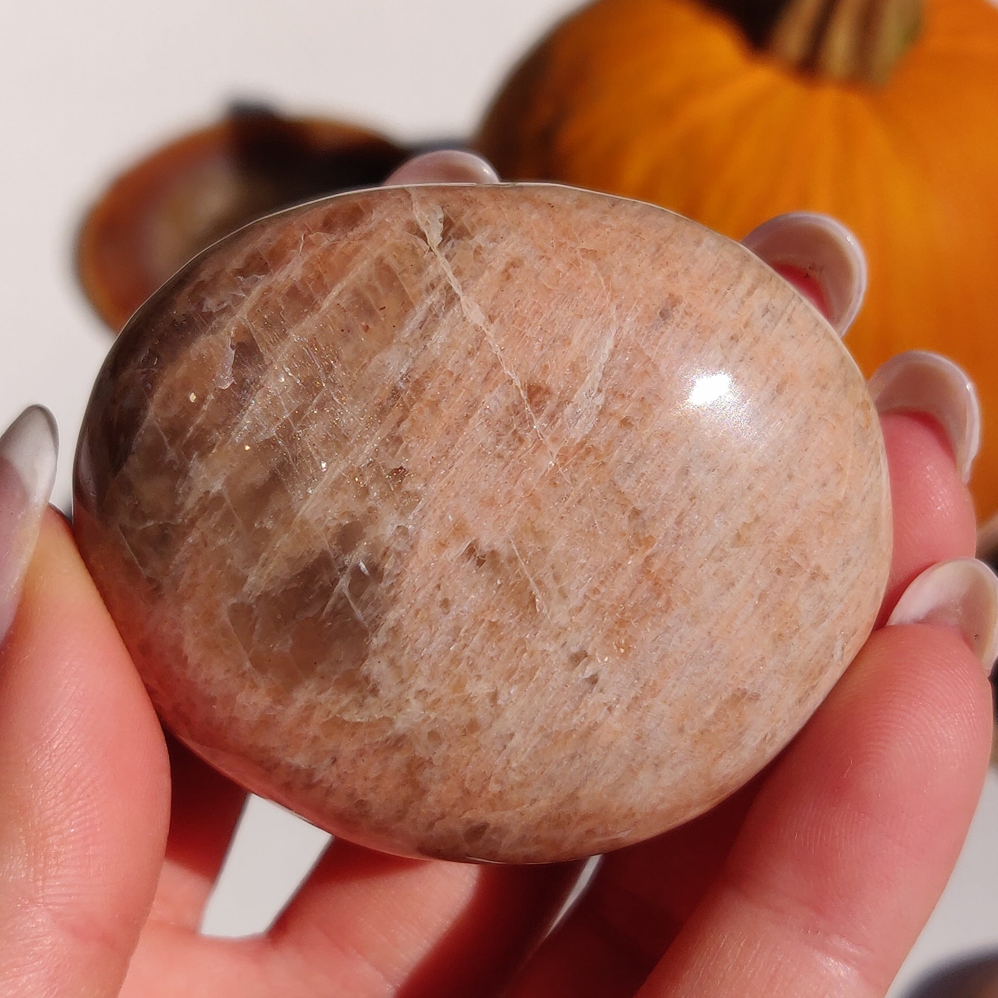 Peach Moonstone Palm Stone (#8) - Simply Affinity