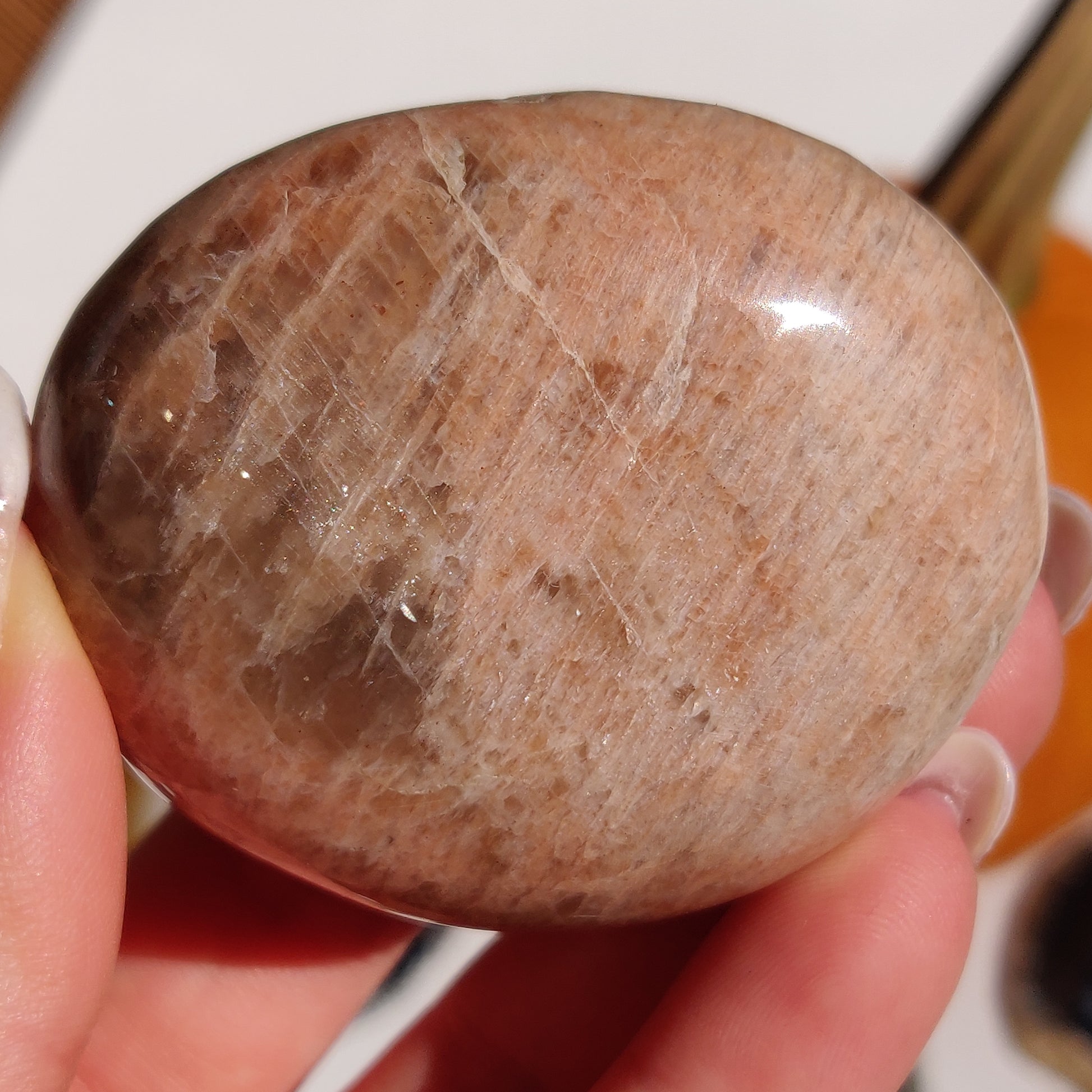 Peach Moonstone Palm Stone (#8) - Simply Affinity