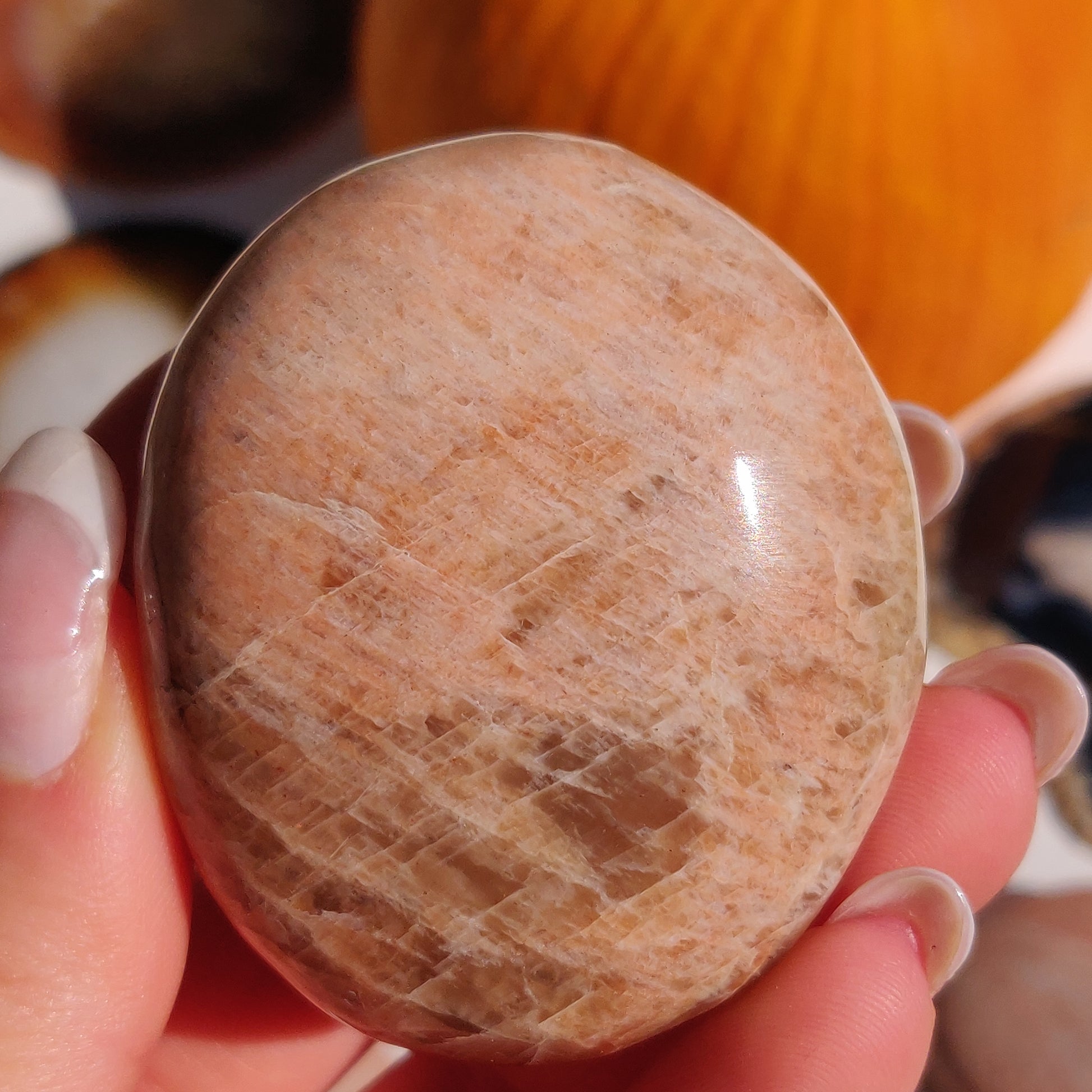 Peach Moonstone Palm Stone (#8) - Simply Affinity