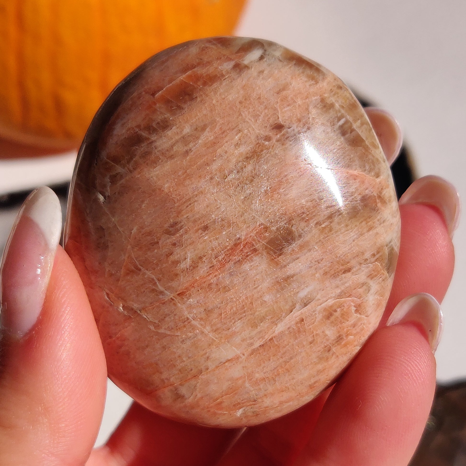 Peach Moonstone Palm Stone (#8) - Simply Affinity